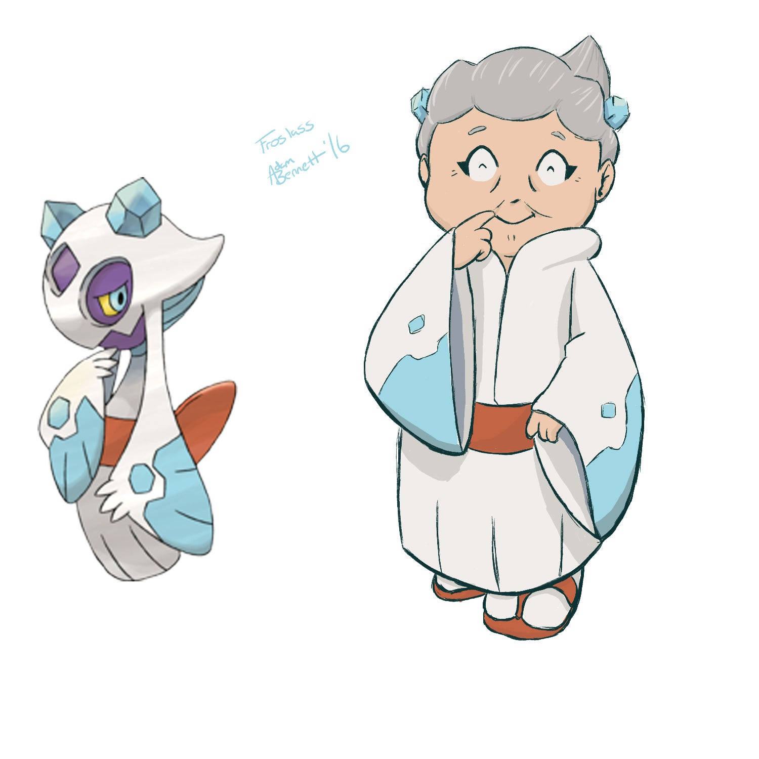 Froslass, old woman, white robe, HD Desktop Wallpaper