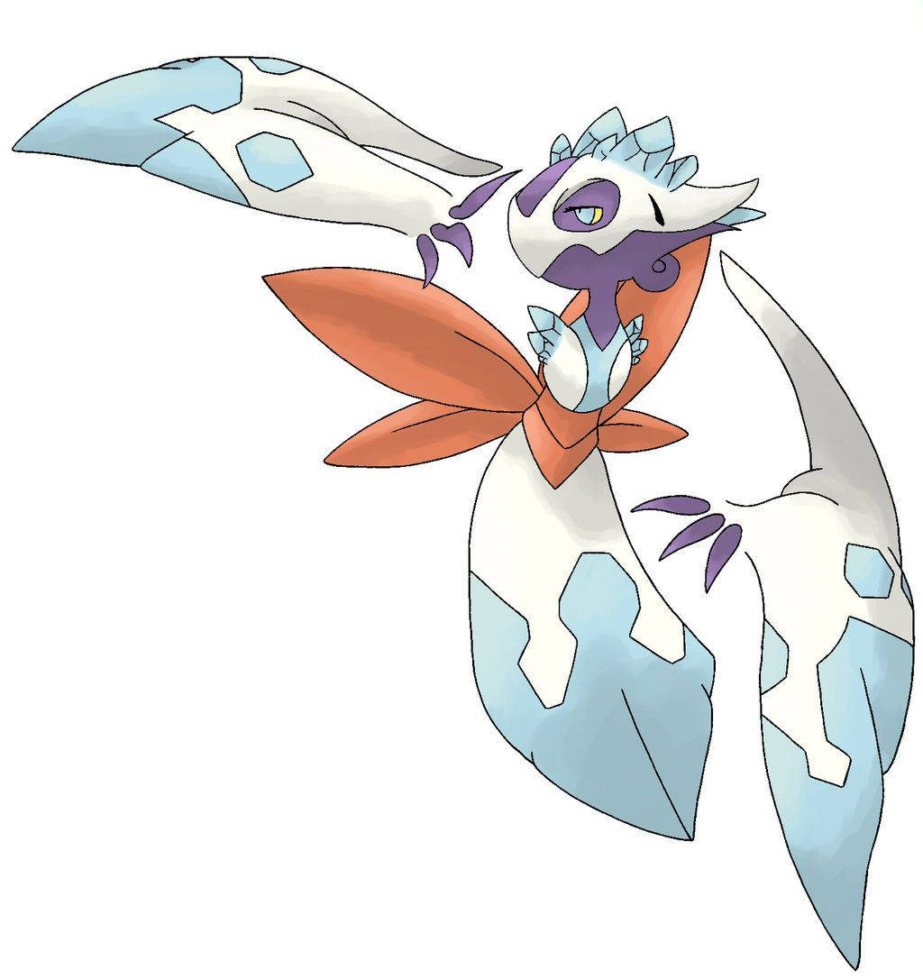Froslass, orange scarf, white blue and orange crystalline wings, SD Phone Wallpaper