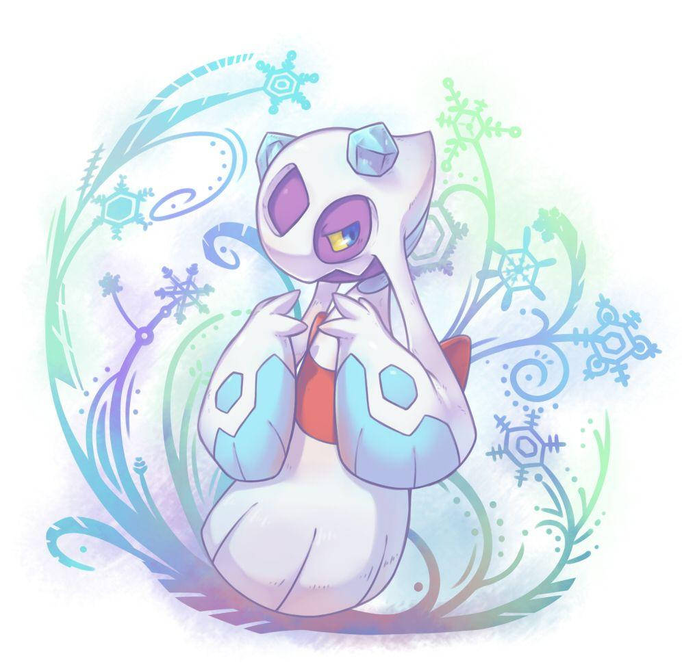 Froslass, white and blue, purple eyes, SD Desktop Wallpaper