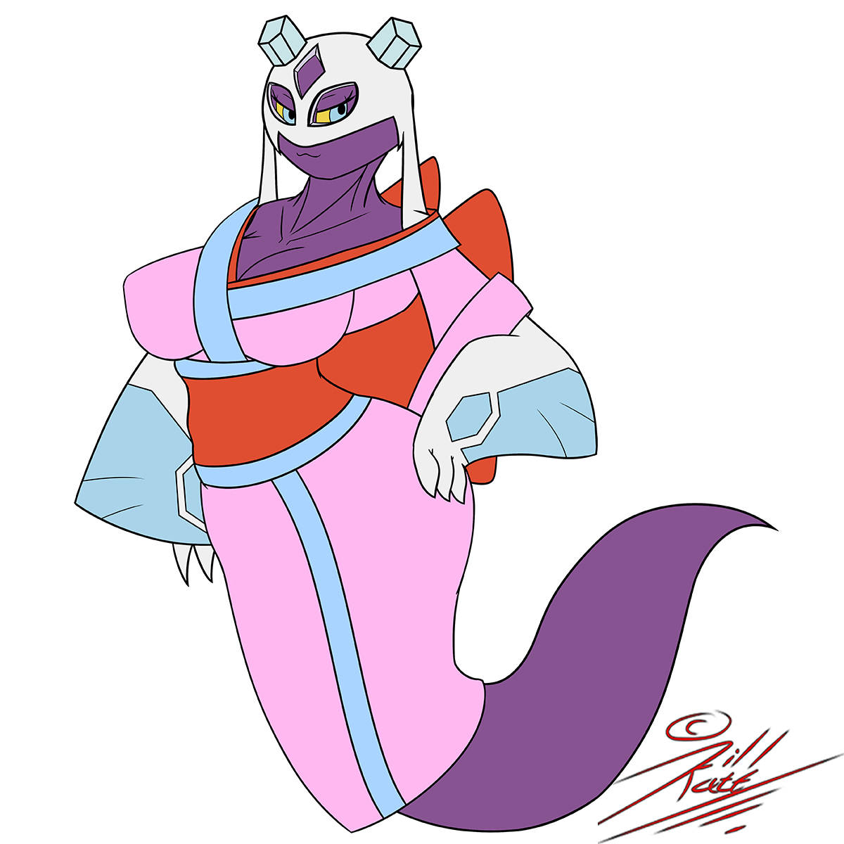 Froslass, traditional attire, purple skin, SD Desktop Wallpaper