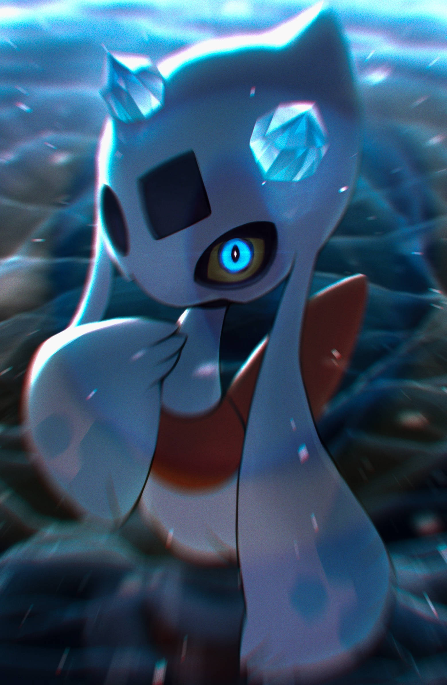 Froslass, glowing blue, white, Full HD Phone Wallpaper