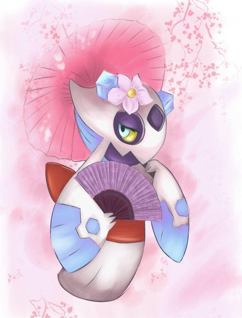 Froslass, hand fan, anime-style, SD Phone Wallpaper