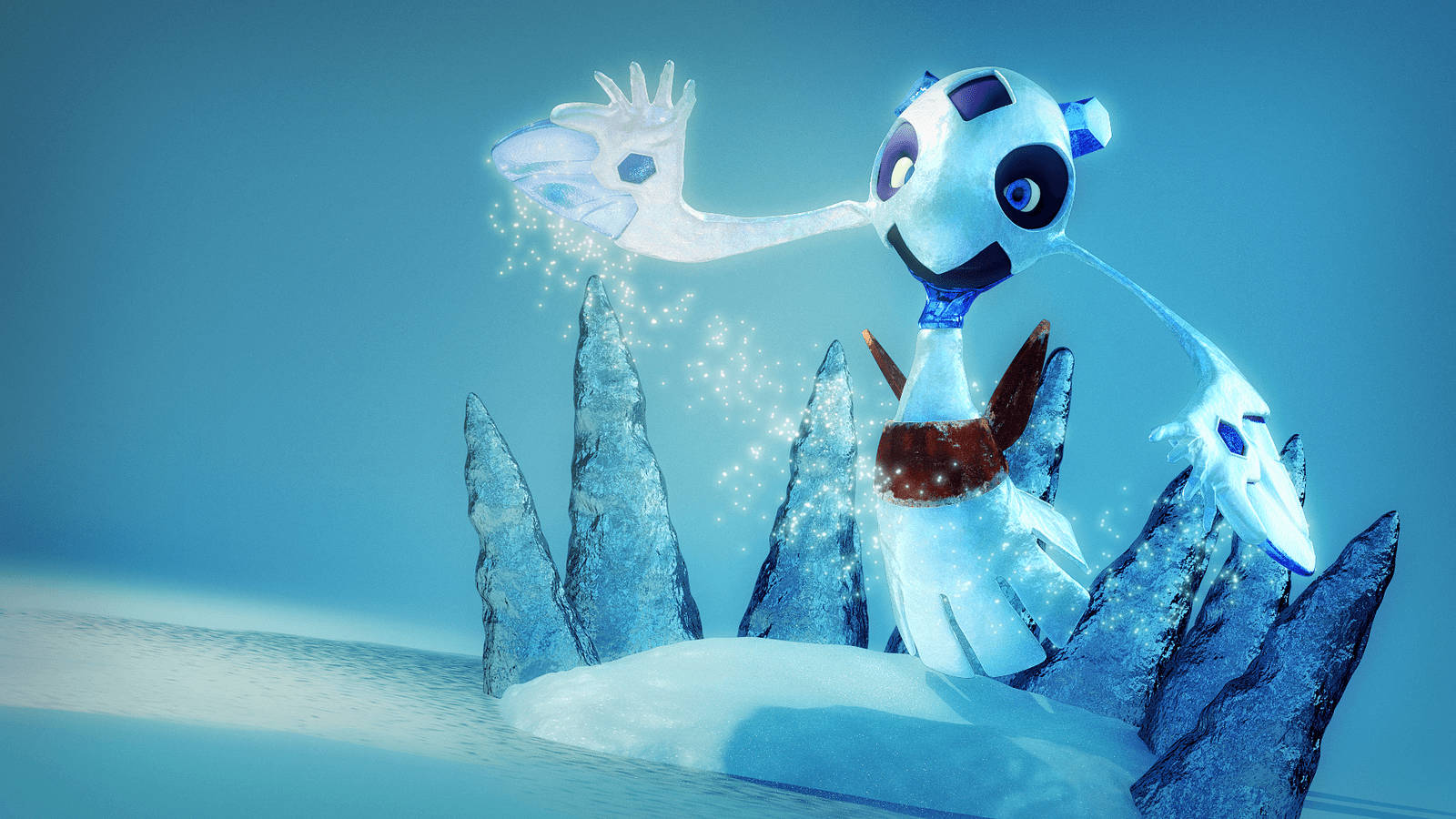 Froslass, ice fortress, glowing blue, HD Desktop Wallpaper