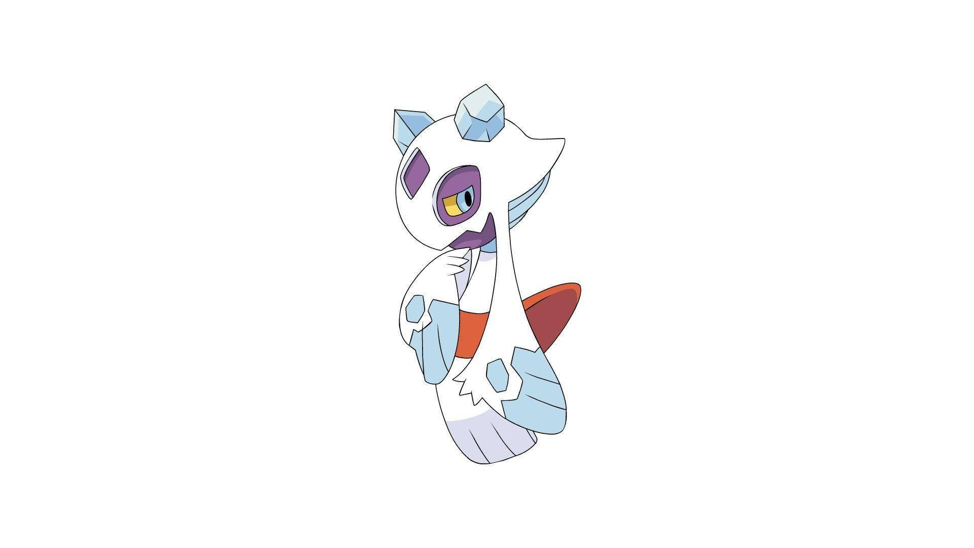 Froslass, white and blue crystalline, purple eyes, Full HD Desktop Wallpaper