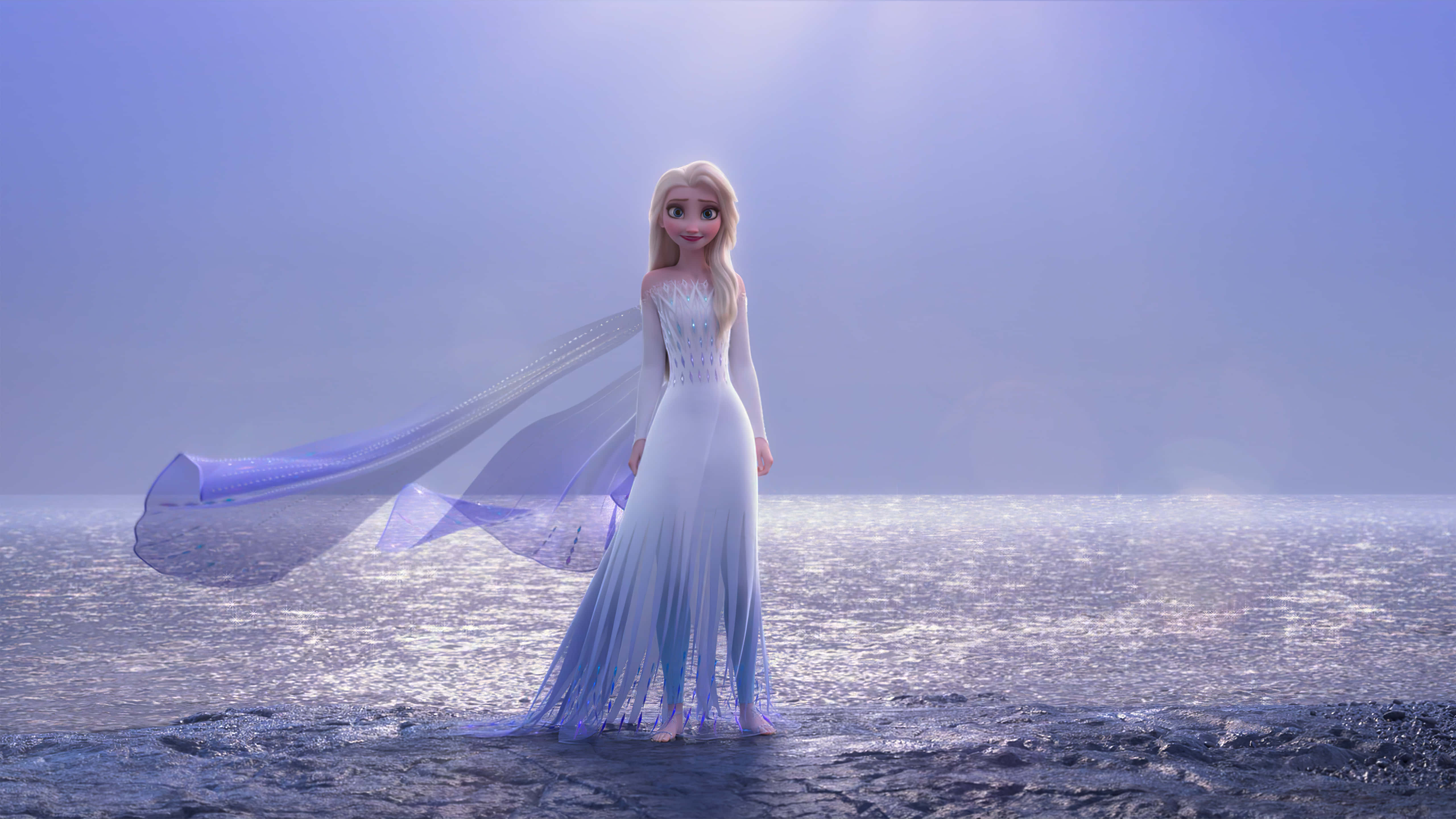 Frozen 2, Elsa, white dress, 5K Desktop Wallpaper