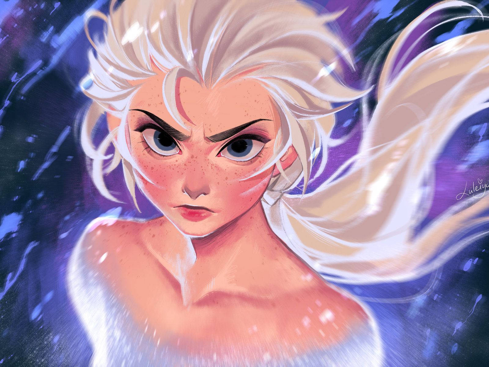 Frozen 2, fierce elsa, wild blonde hair, HD Desktop Wallpaper