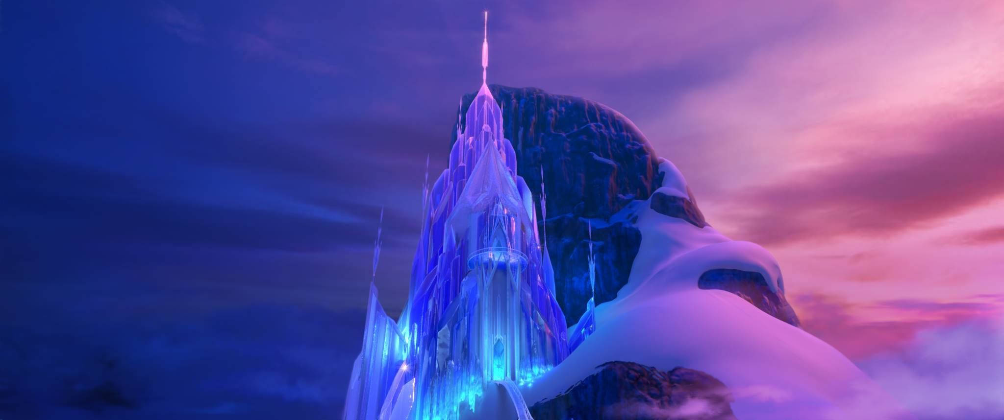 Frozen Castle, cliff, twilight sky, Full HD Desktop Wallpaper