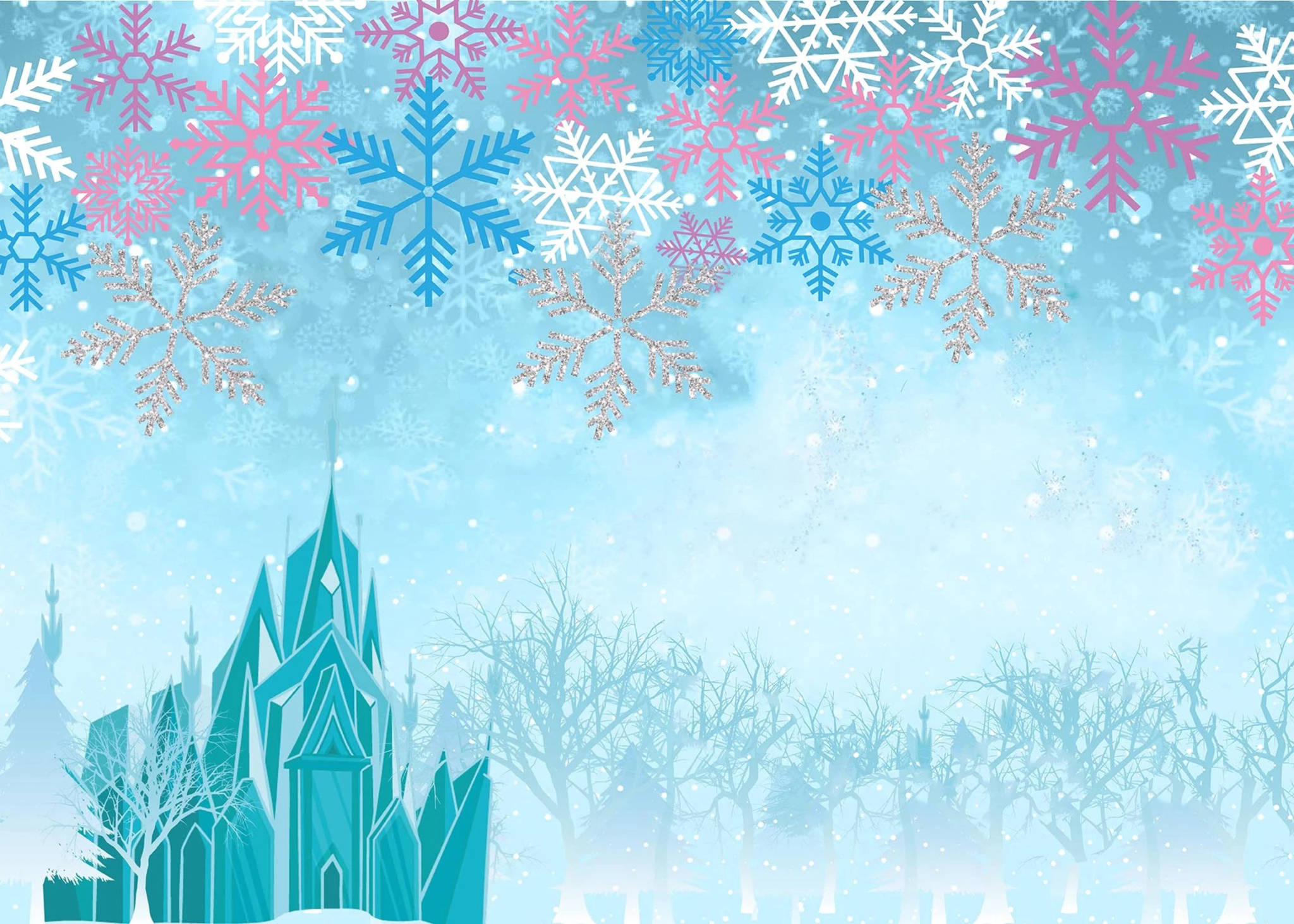 Frozen Castle, pink, blue, Full HD Desktop Wallpaper