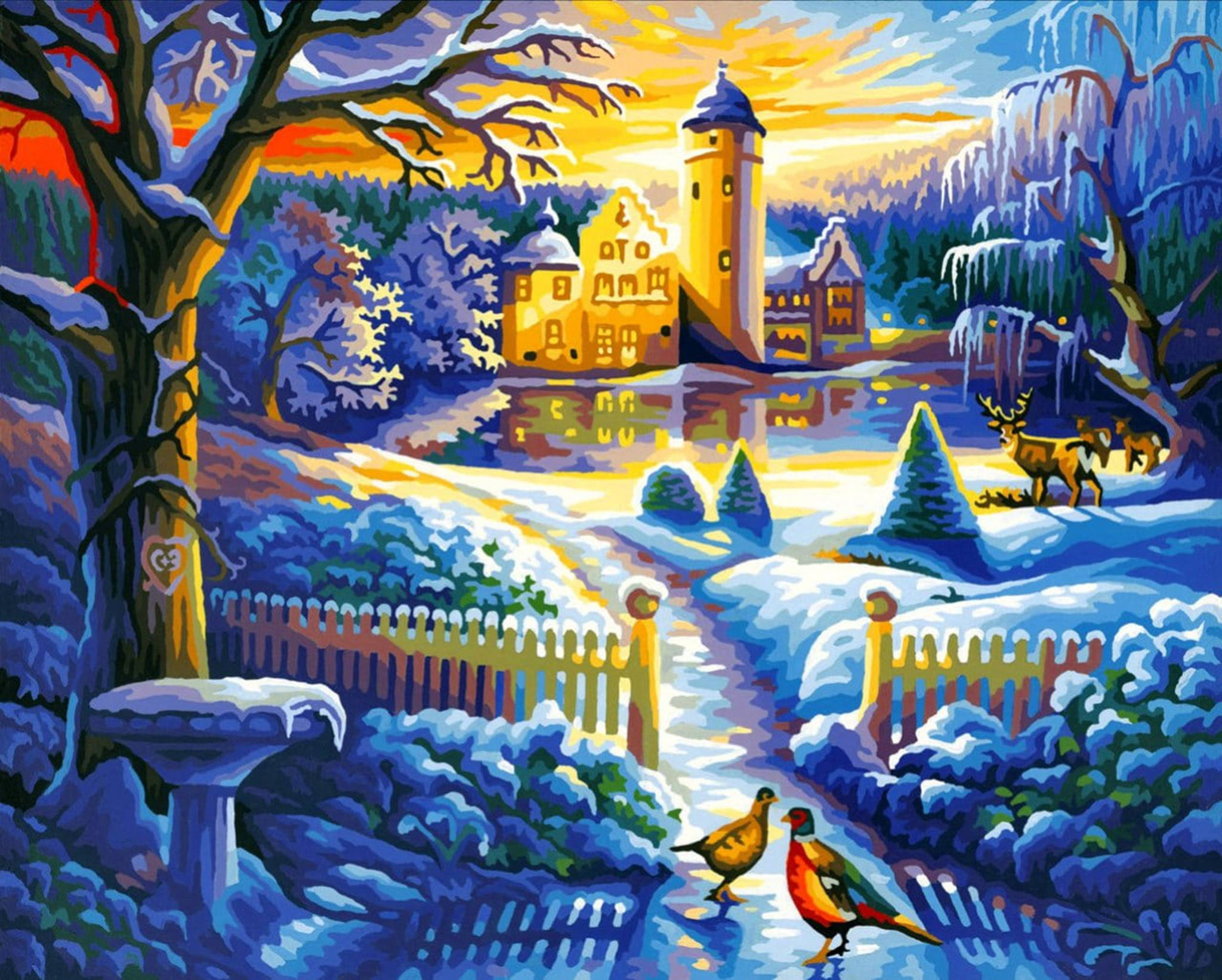 Frozen Castle, winter, snow-covered castle, Full HD Desktop Wallpaper