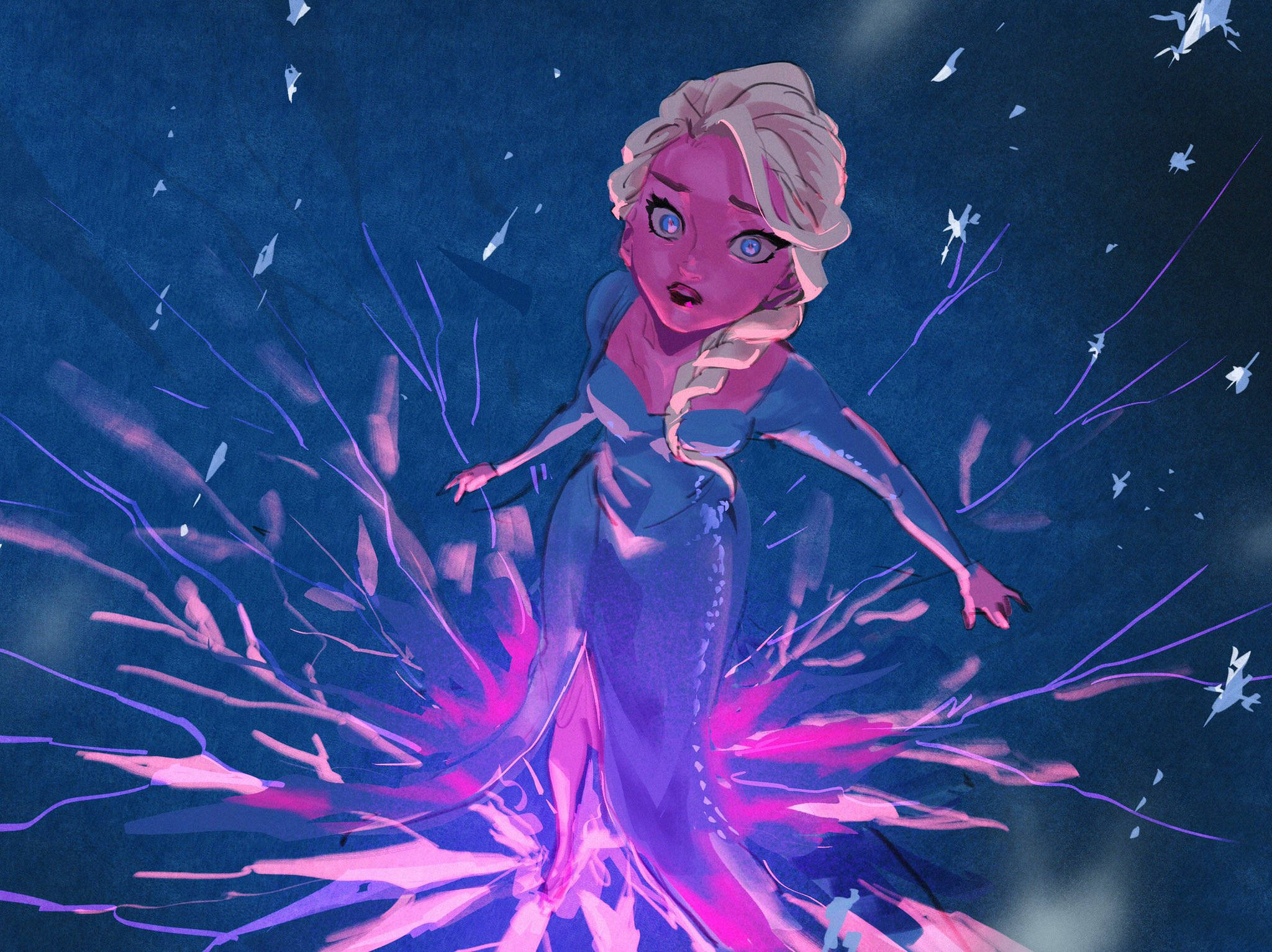 Frozen Elsa, animated version, blonde hair, Full HD Desktop Wallpaper