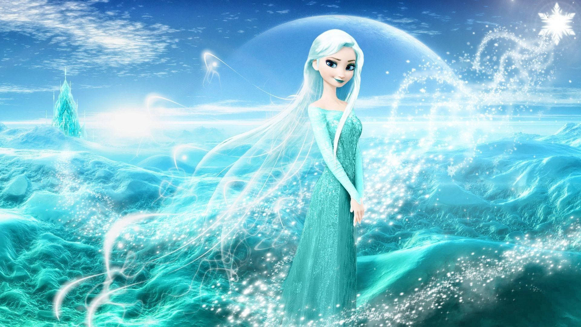 Elsa, Frozen 2, shimmering ice landscape, Full HD Desktop Wallpaper