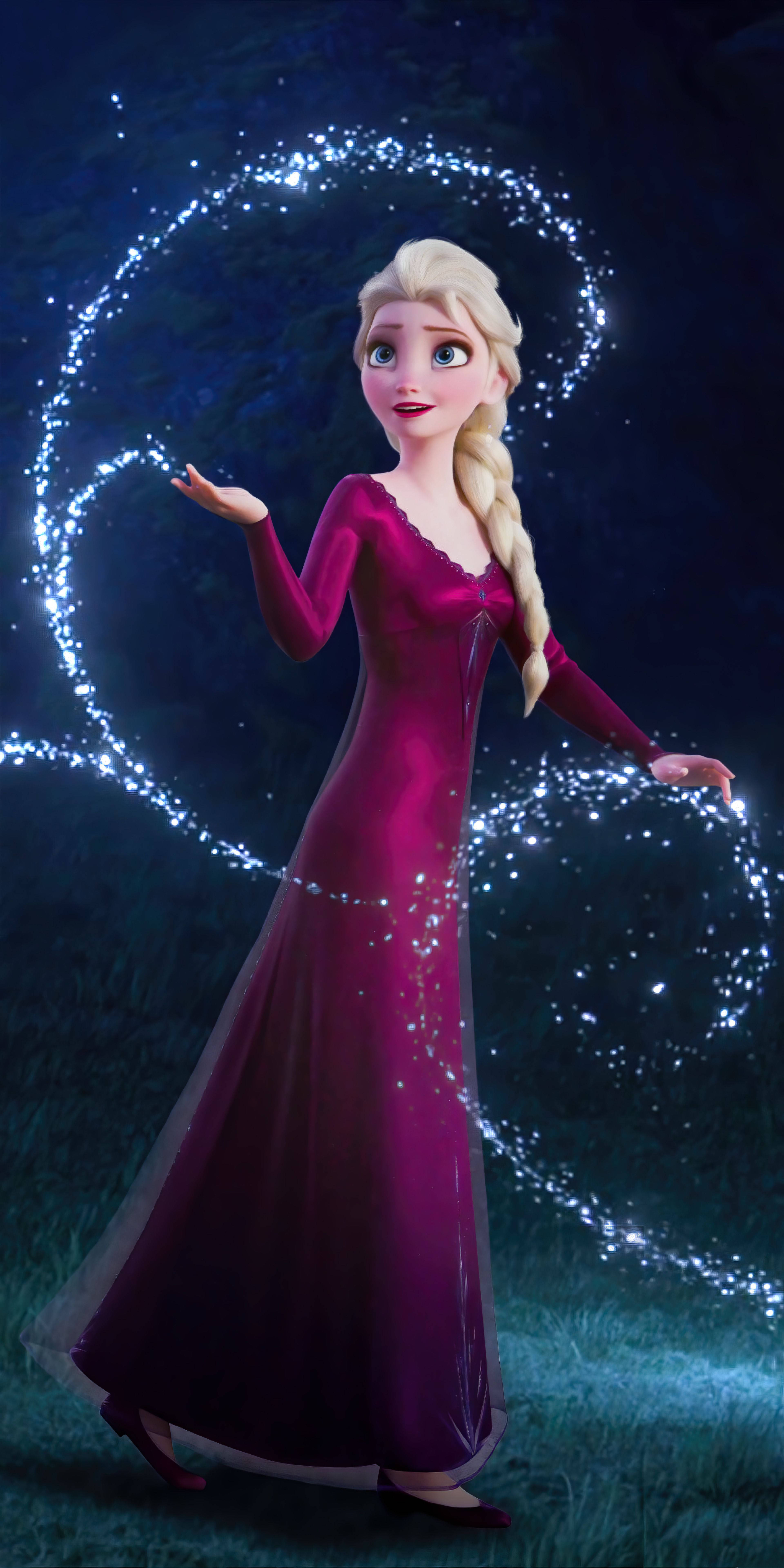 Elsa, Frozen, magenta gown, 8K Phone Wallpaper