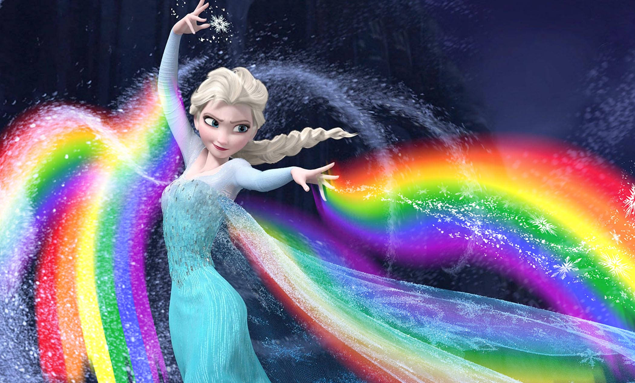 Elsa, Frozen, Rainbow, Full HD Desktop Wallpaper