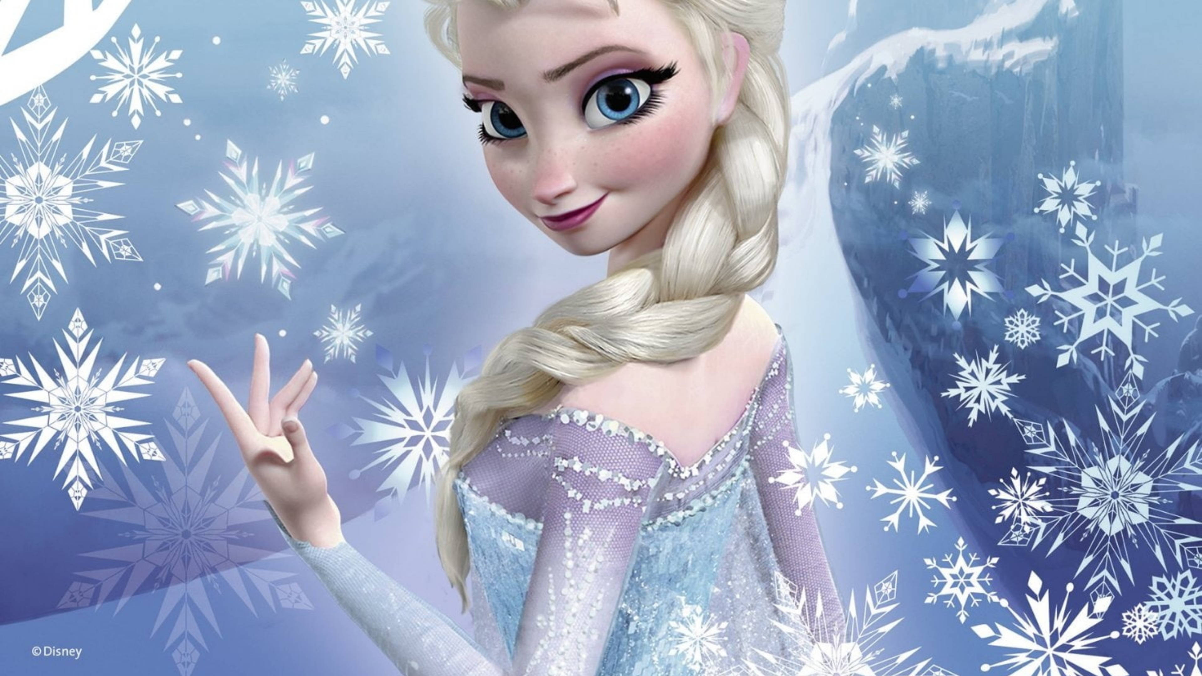 Frozen Elsa, snowflakes, magical icy blue setting, 4K Desktop Wallpaper