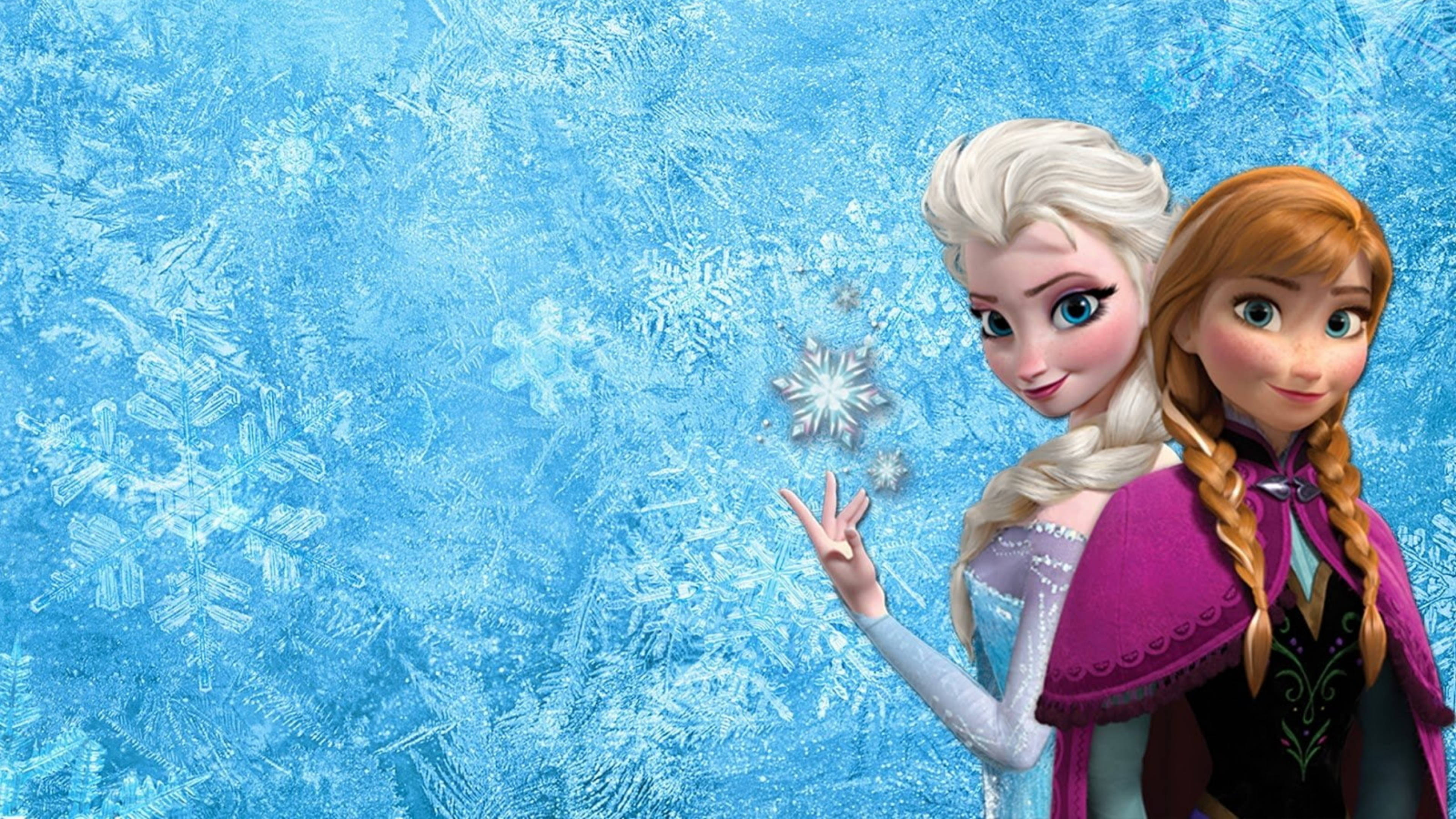 Frozen Elsa, Frozen Elsa Blue Snowflake, icy blue background, 4K Desktop Wallpaper