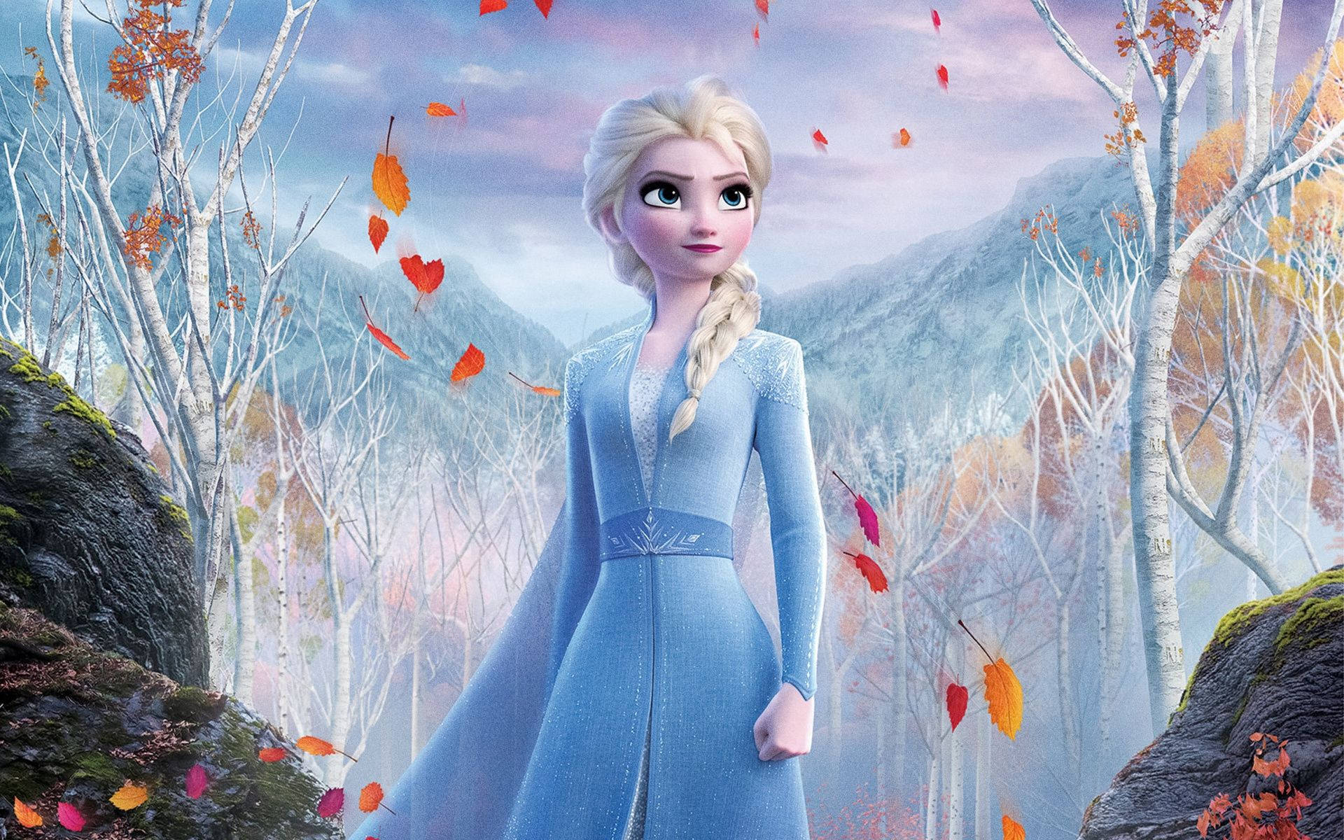 Elsa, Frozen 2, autumn forest, Full HD Desktop Wallpaper