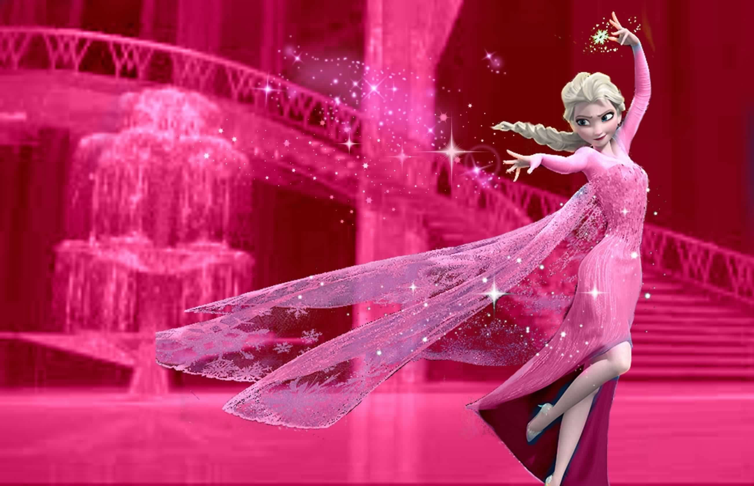 Elsa, Frozen, pink gown, 2K Desktop Wallpaper