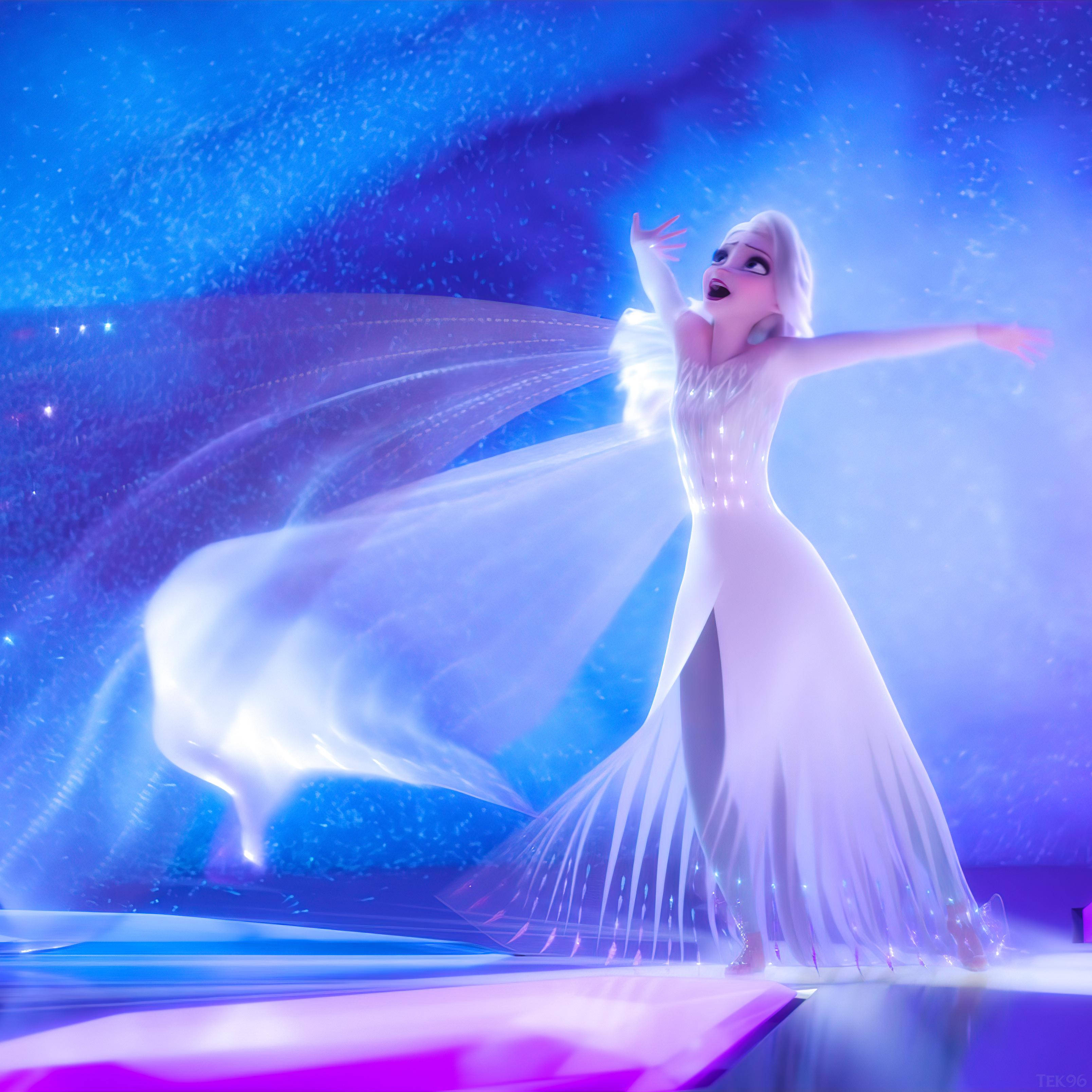 Elsa, Frozen 2, glowing ice gown, 2K Desktop Wallpaper