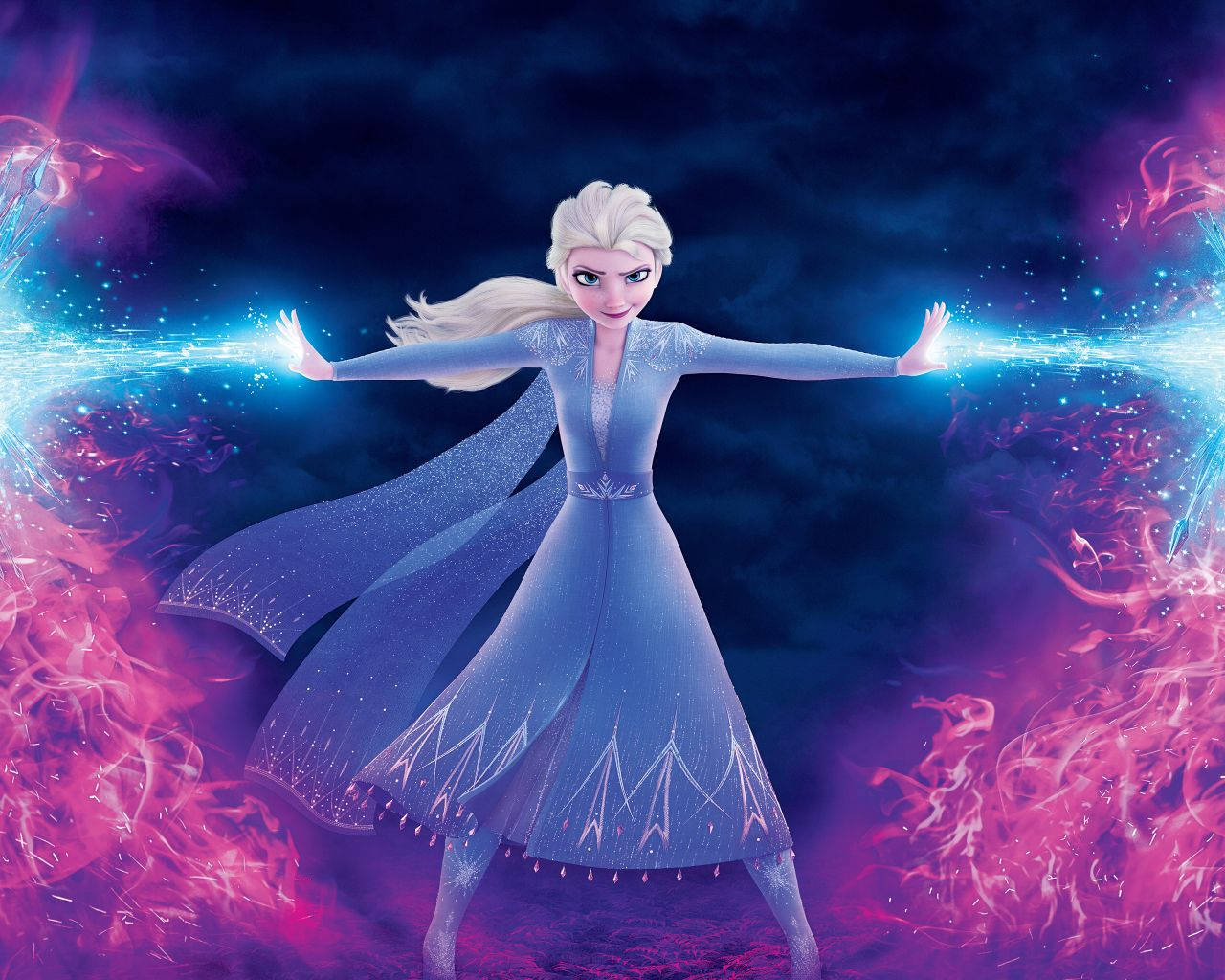 Elsa, Frozen 2, blue magical energy, HD Desktop Wallpaper