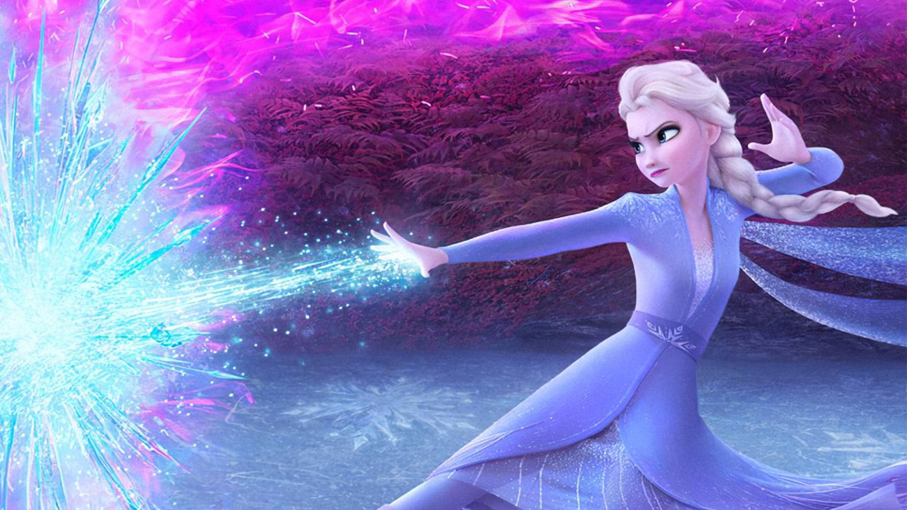 Elsa, Frozen 2, glowing blue blast, HD Desktop Wallpaper