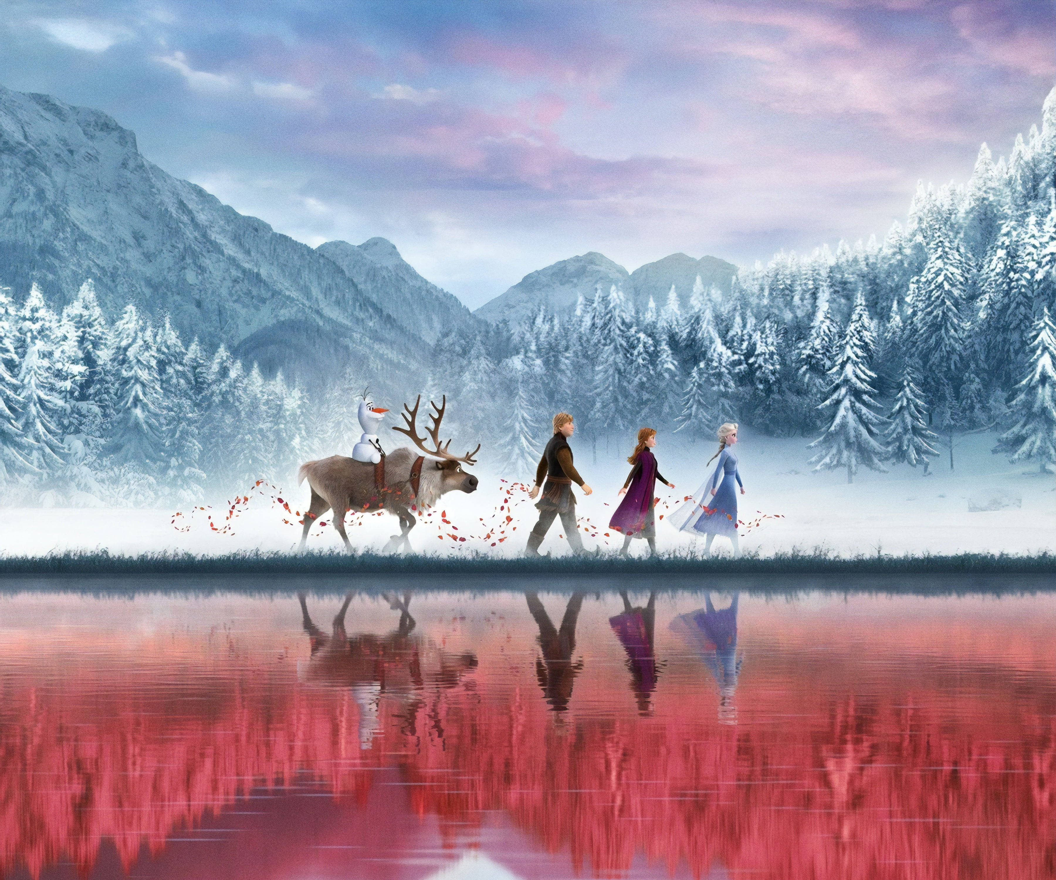 Frozen Elsa, snowy landscape, mountains, 2K Desktop Wallpaper