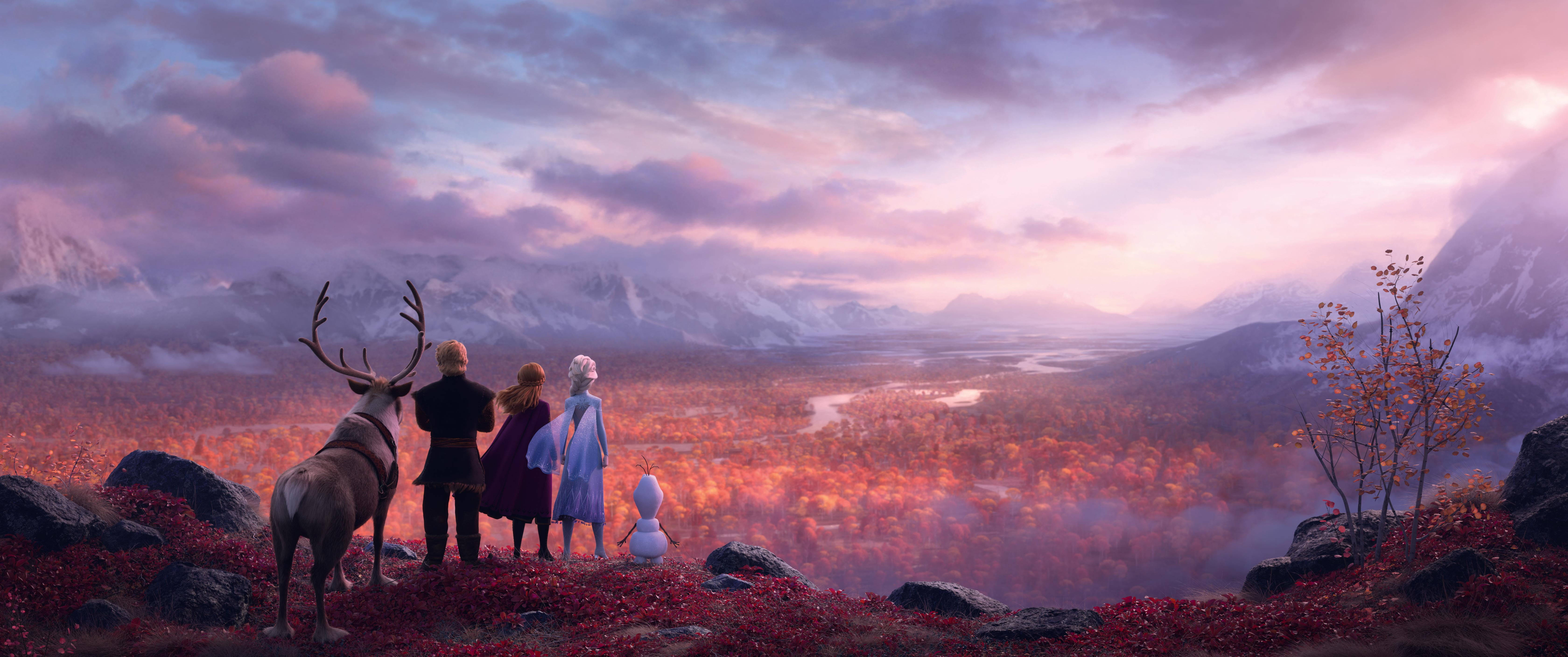 Frozen Elsa, reindeer, cliff, 5K Desktop Wallpaper