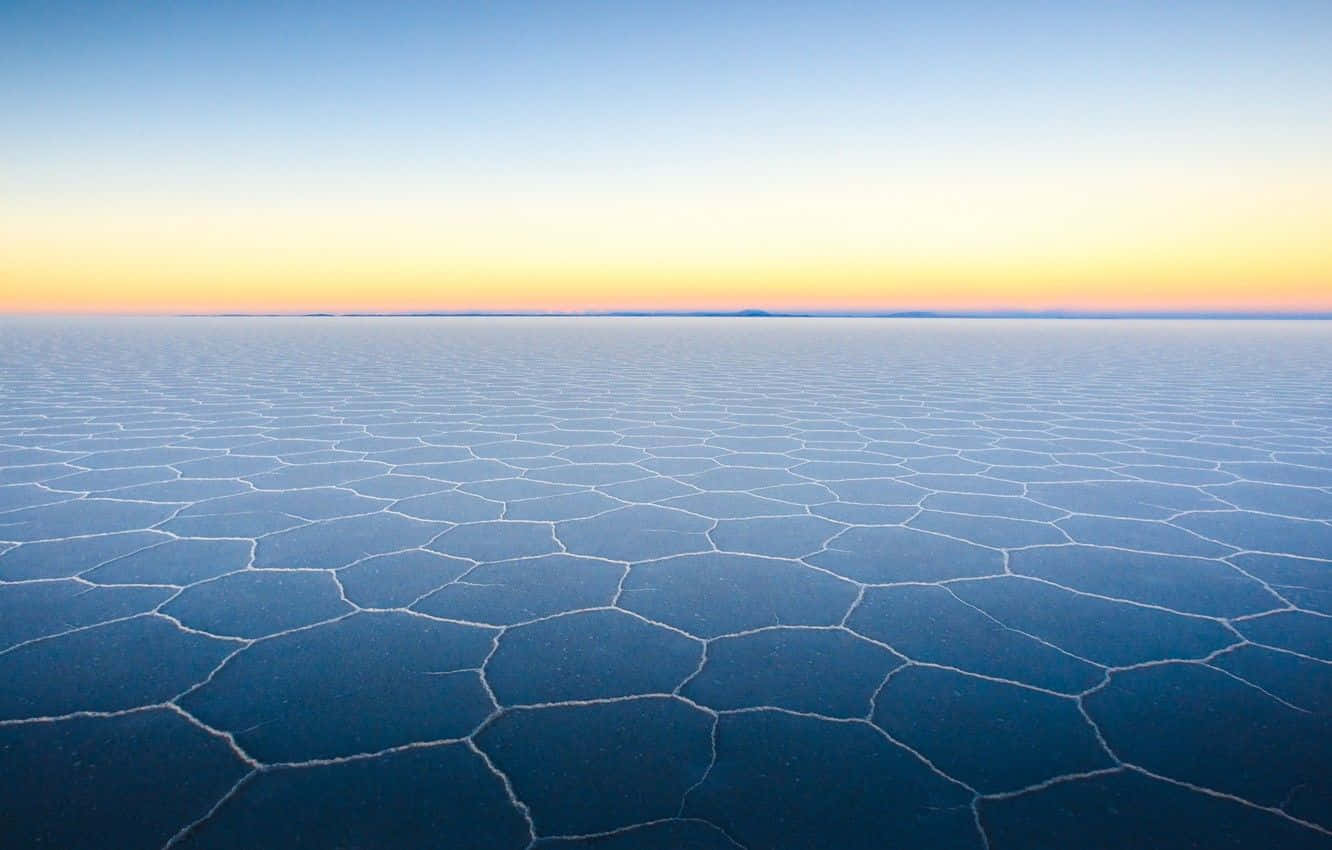 Frozen Lake, cracked salt flats, sunrise, HD Desktop Wallpaper