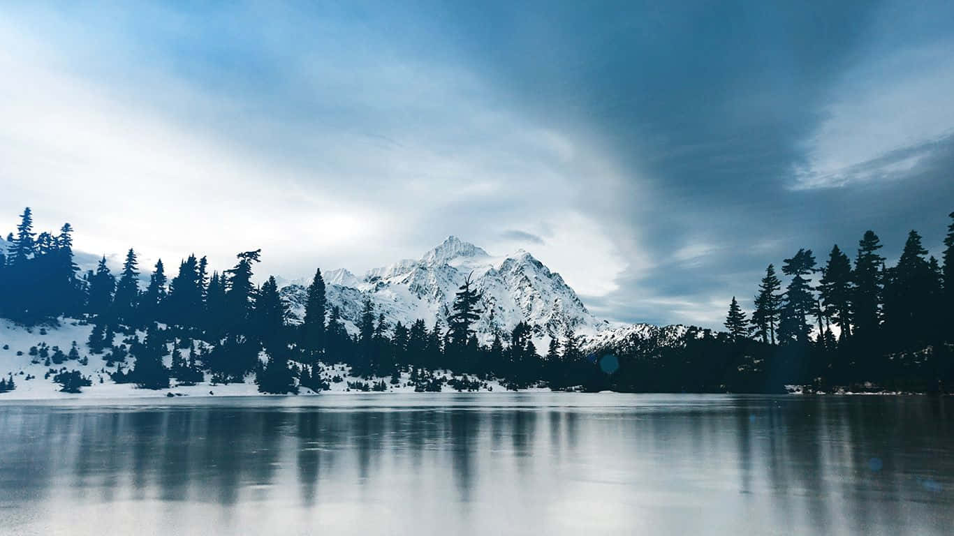 Frozen Lake, 1366 x 768, snow-capped mountains, HD Desktop Wallpaper