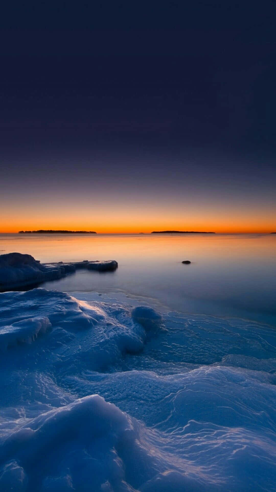 frozen lake, twilight, icy textures, Full HD Phone Wallpaper