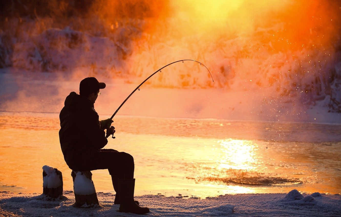 ice fishing, frozen lake, steaming winter river, HD Desktop Wallpaper