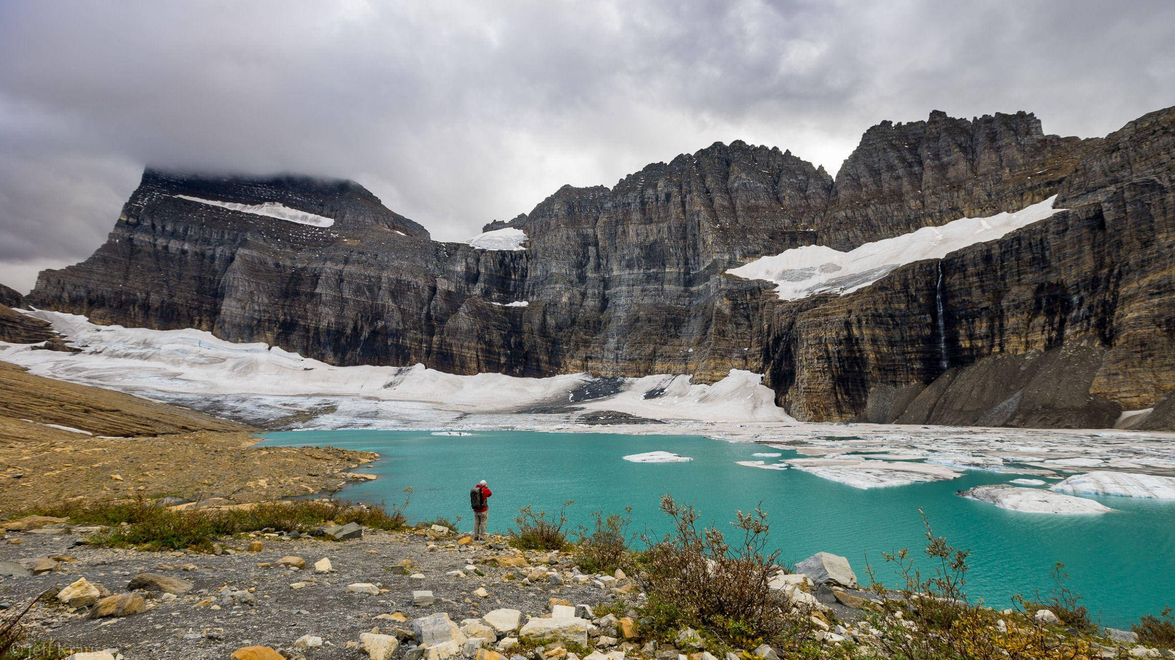icy montana lake, turquoise glacial lake, snow-dusted mountains, Full HD Desktop Wallpaper