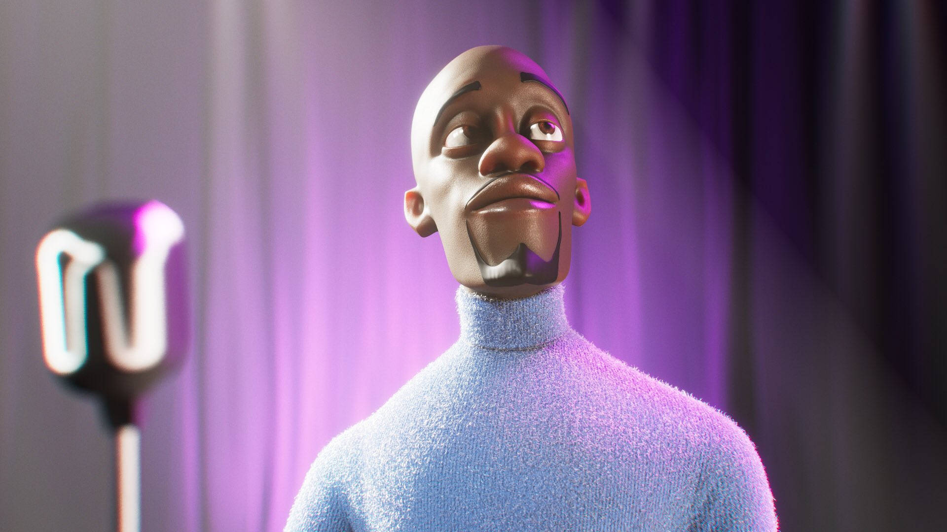 Frozone, fuzzy blue turtleneck, glowing microphone, Full HD Desktop Wallpaper