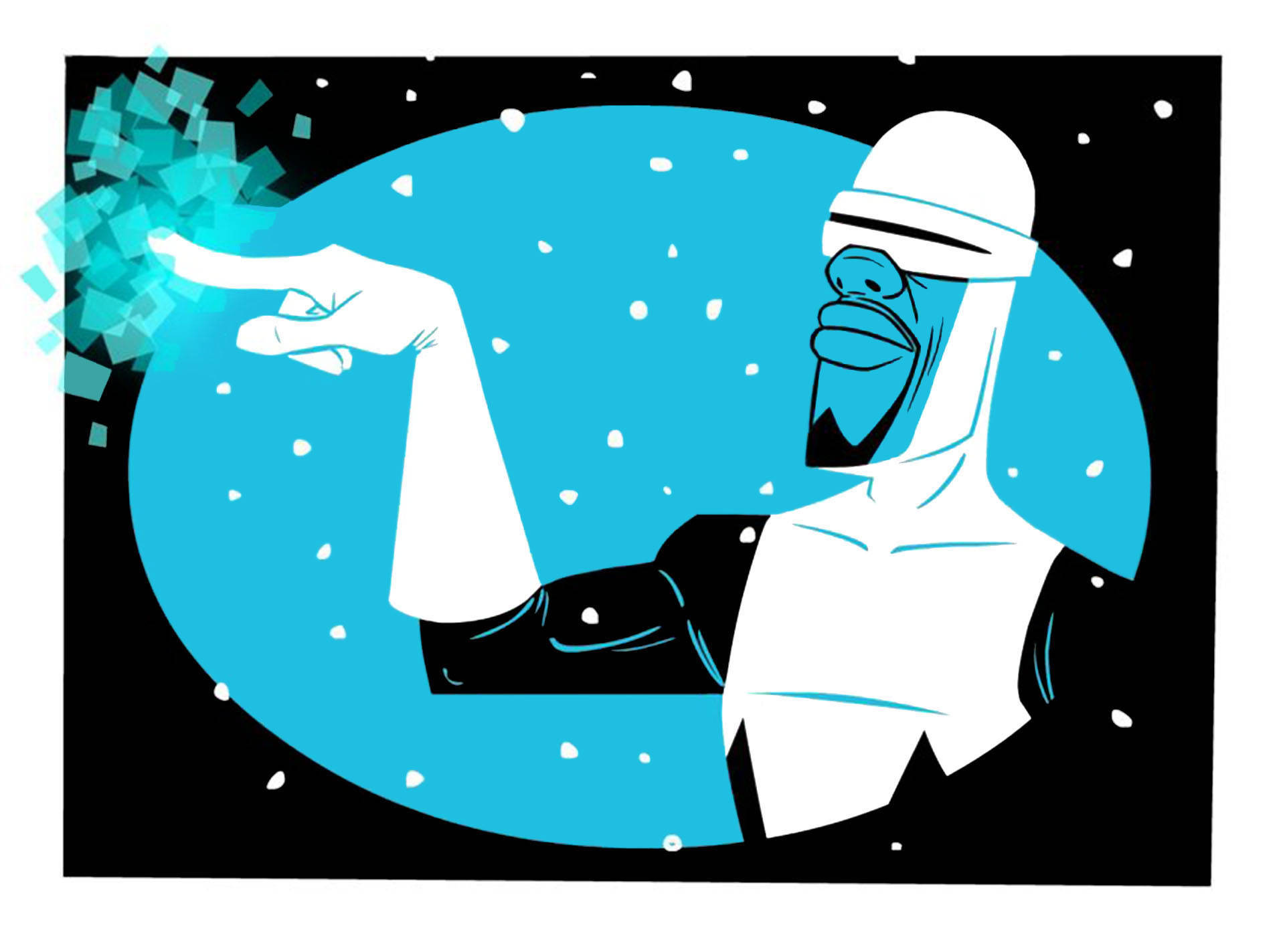 Frozone, blue-skinned, white gear, Full HD Desktop Wallpaper