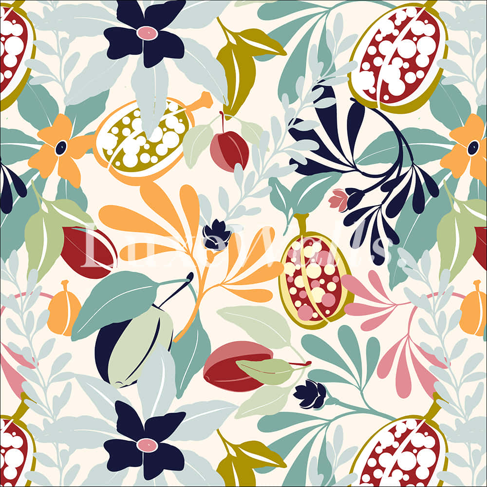 pomegranates, leaves, blossoms, SD Desktop Wallpaper