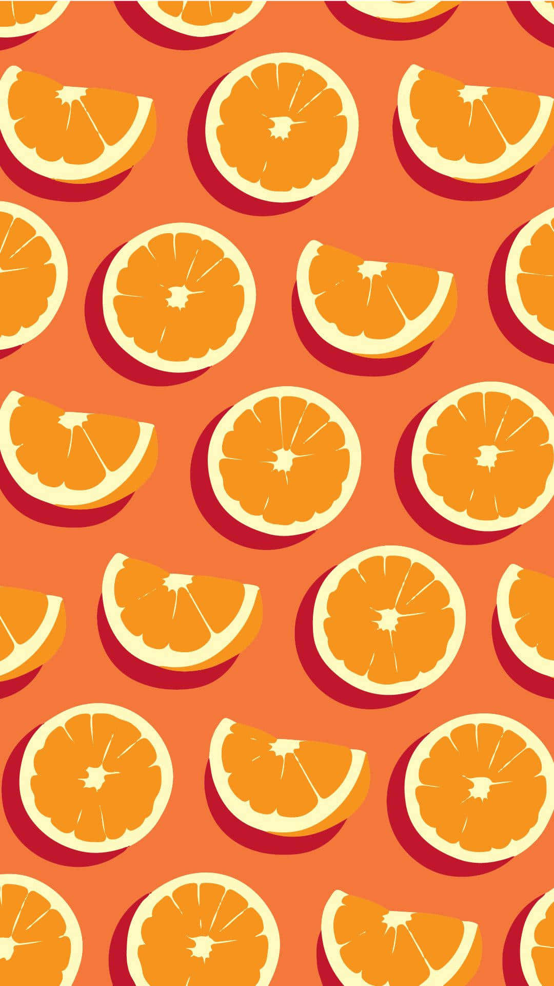 vibrant orange slices, repeating pattern, warm coral background, Full HD Phone Wallpaper