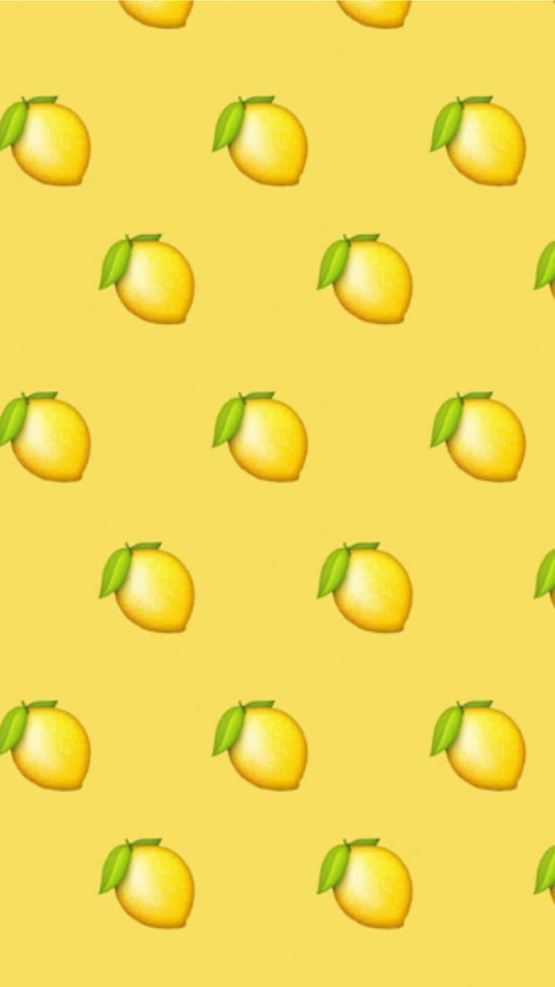 lemon pattern, yellow lemon emojis, green leaves, HD Phone Wallpaper