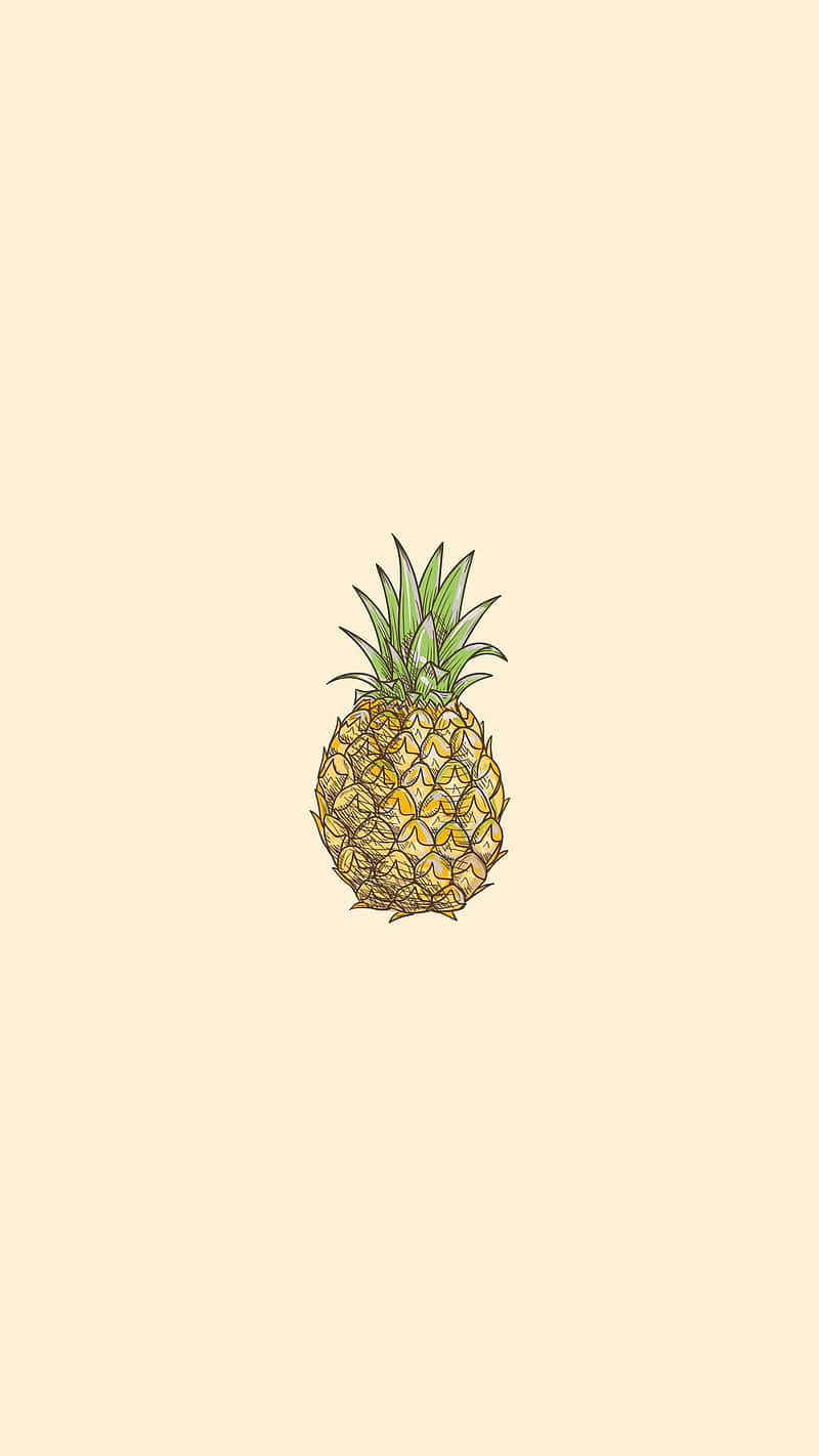 minimalist pineapple art, hand-drawn pineapple, green spiky leaves, HD Phone Wallpaper