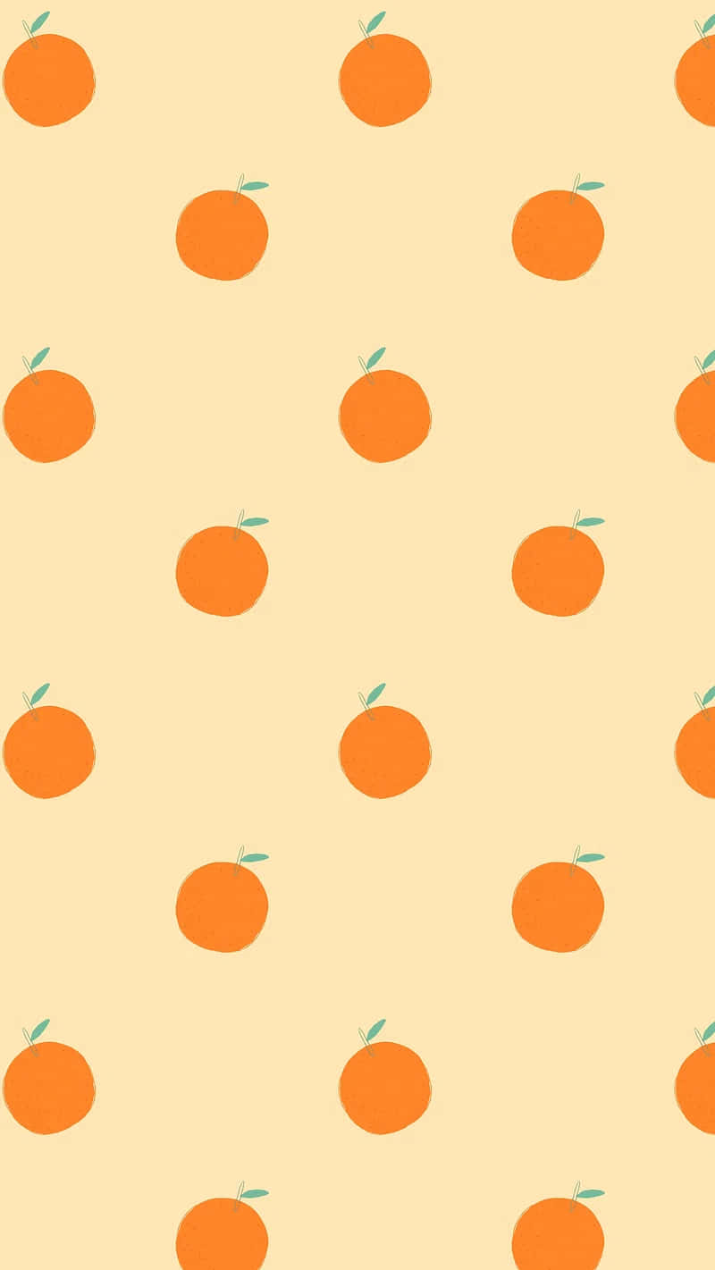 orange pattern, stylized orange fruits, green stems, HD Phone Wallpaper