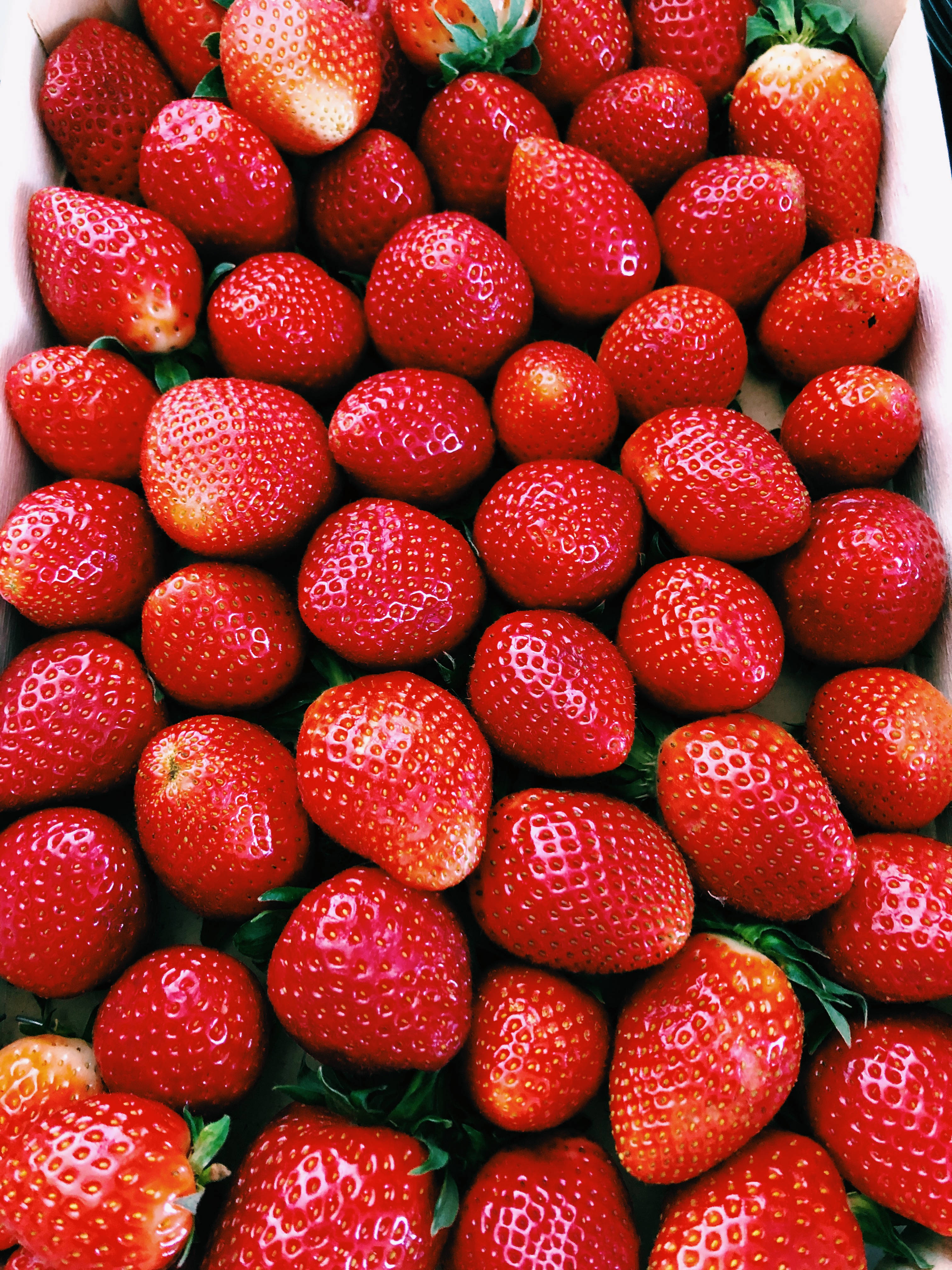 strawberry fruit, shiny skin, plump ripe strawberries, 4K Phone Wallpaper
