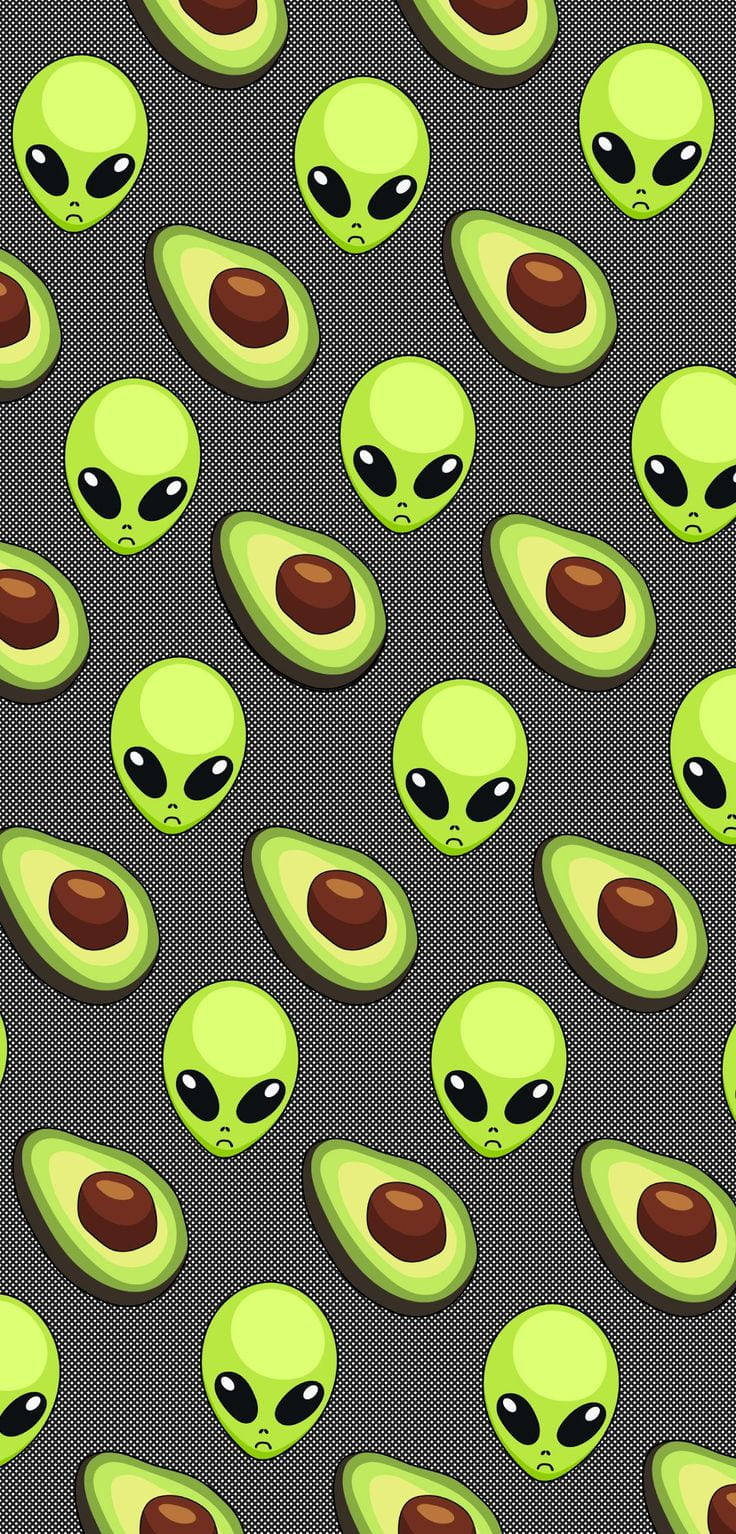 cute avocado alien heads, cartoon aliens, sliced avocados, HD Phone Wallpaper