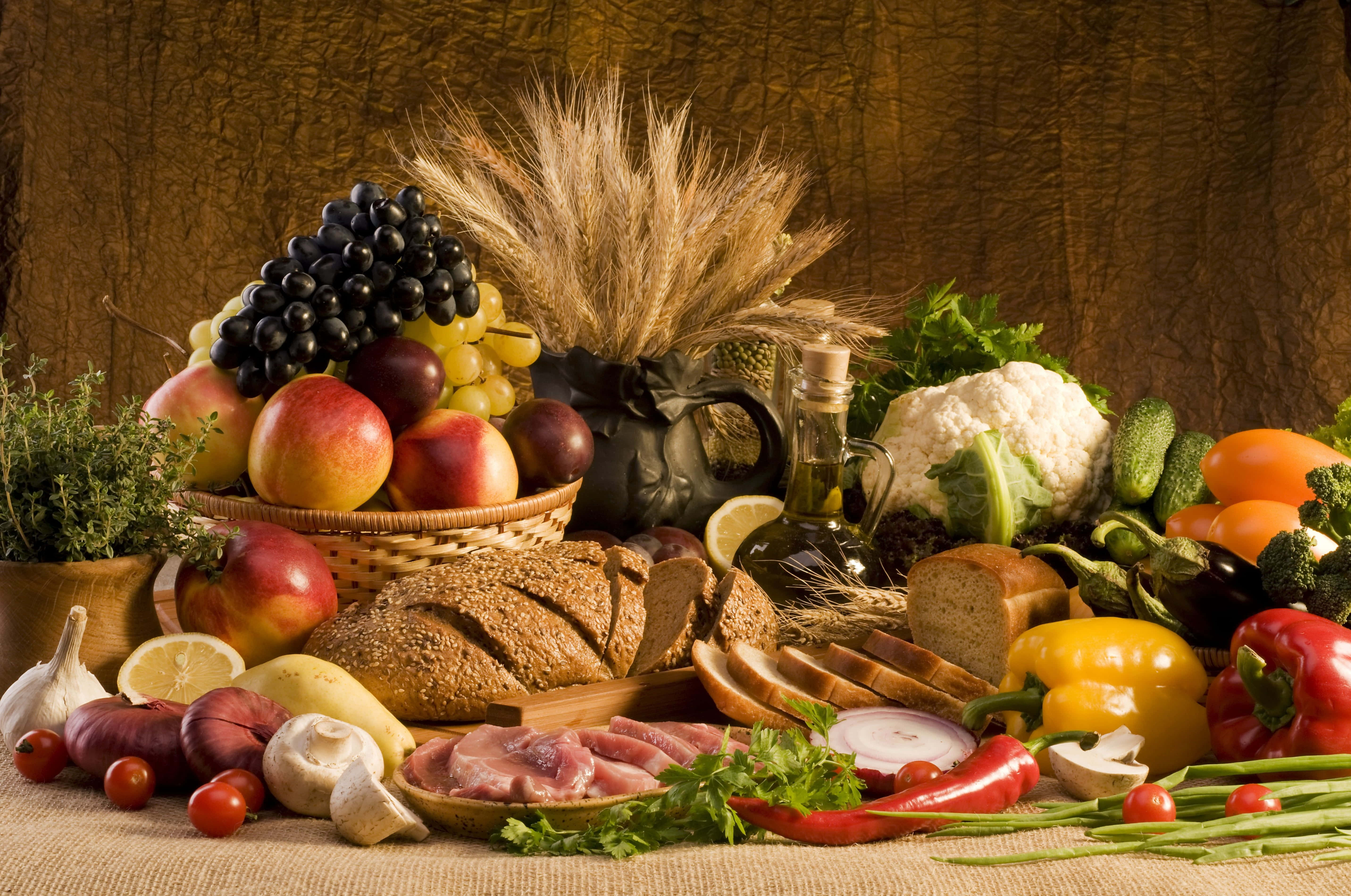 picnic set, fresh fruits, fresh vegetables, 5K Desktop Wallpaper
