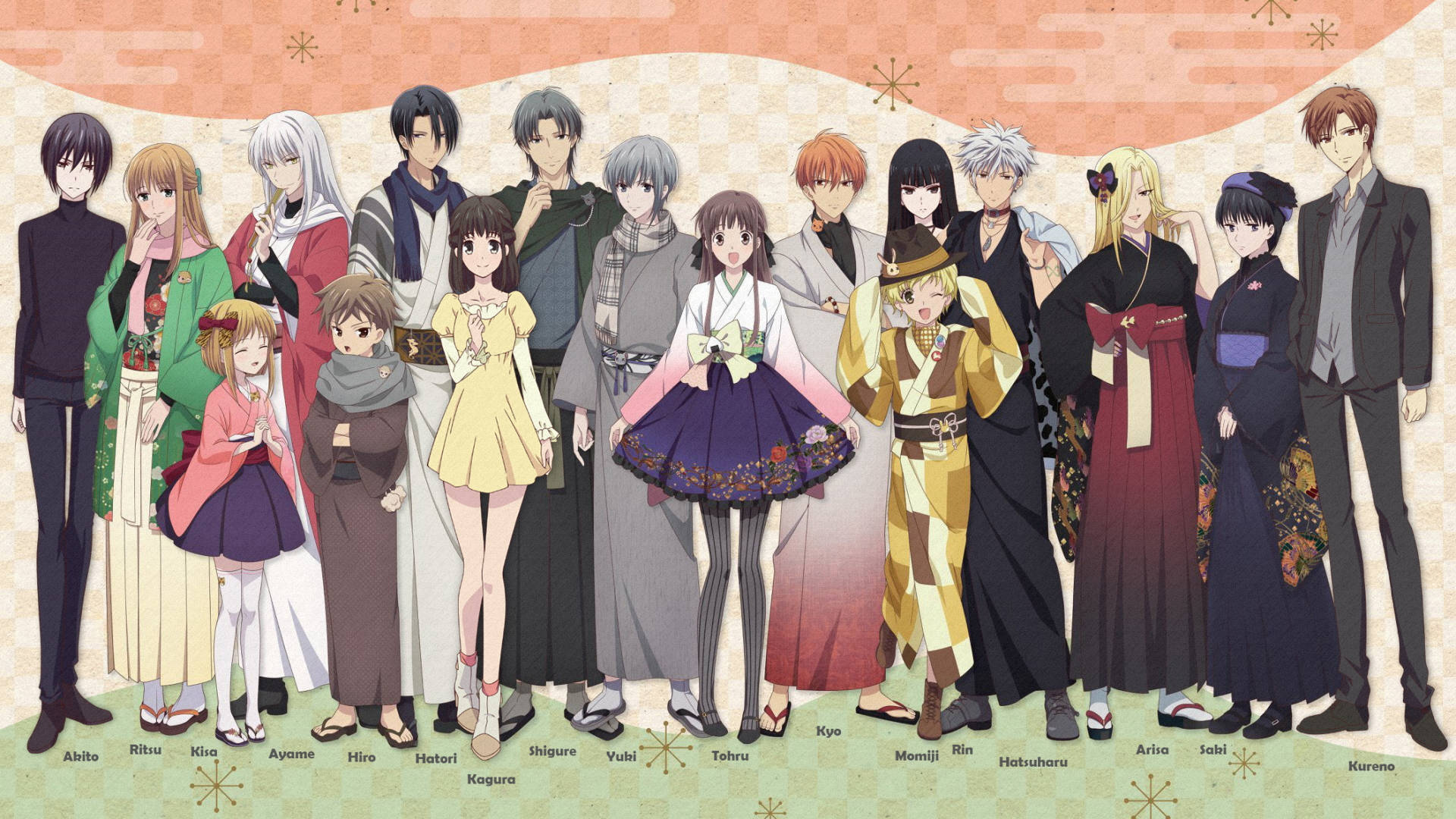 Fruits Basket 2019, anime characters, traditional Japanese attire, Full HD Desktop Wallpaper