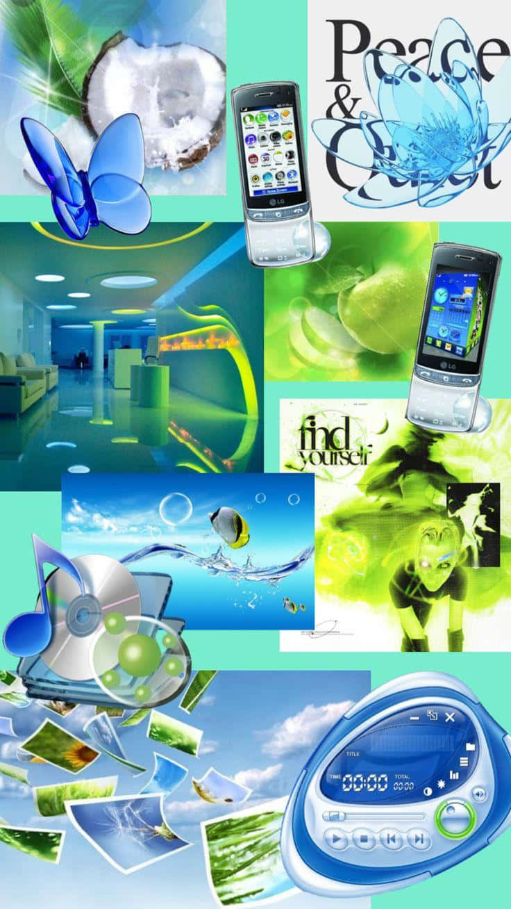 Frutiger Aero Phone, blue butterflies, lime slices, HD Phone Wallpaper