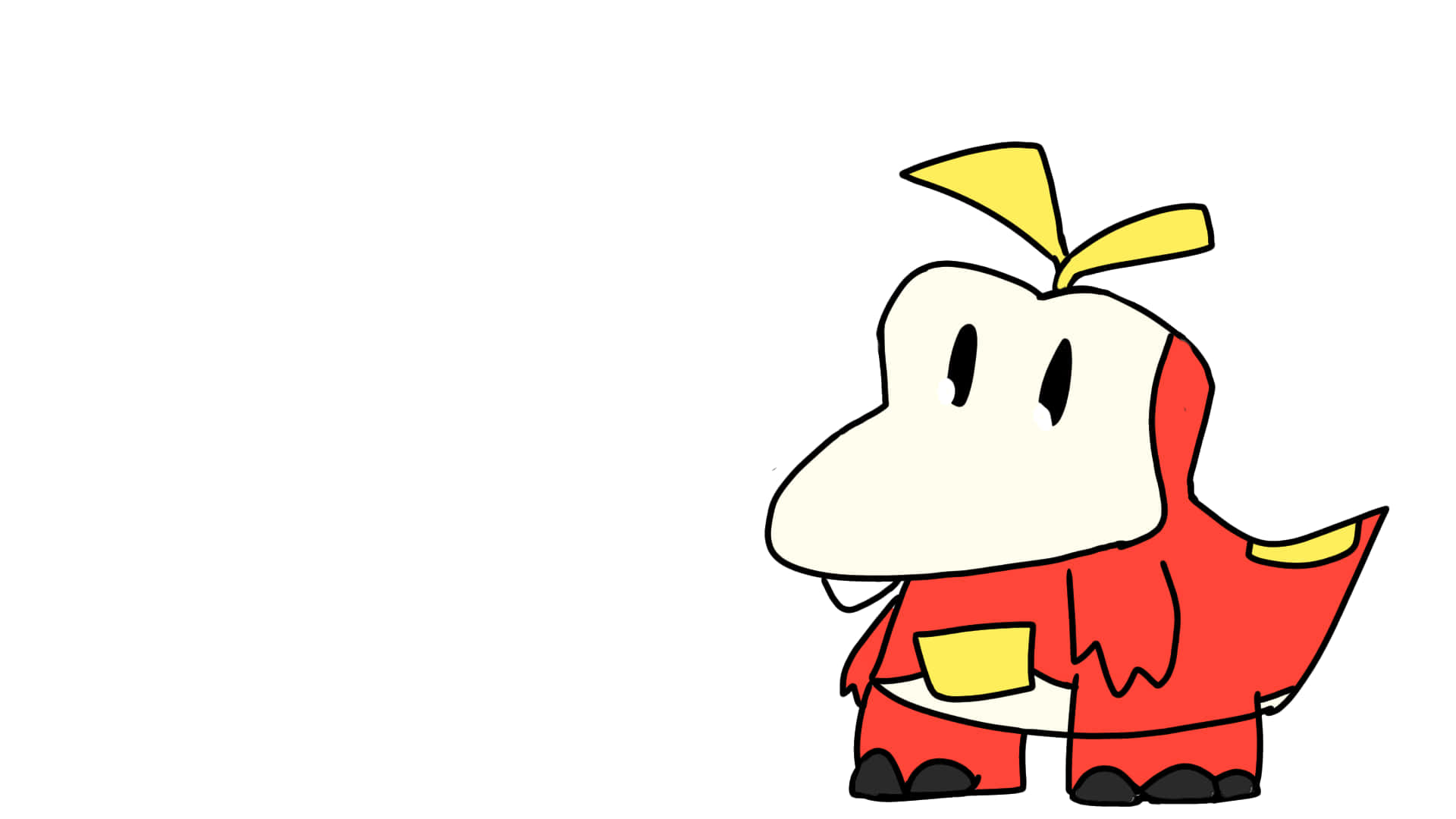Fuecoco, red outfit, yellow accents, Full HD Desktop Wallpaper