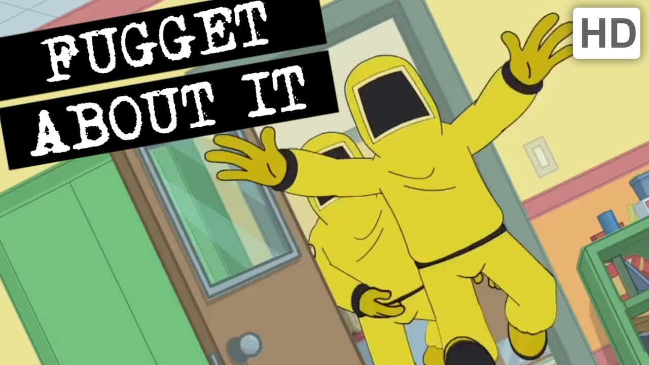 yellow hazmat suits, FUGGET ABOUT IT, cartoon characters, HD Desktop Wallpaper