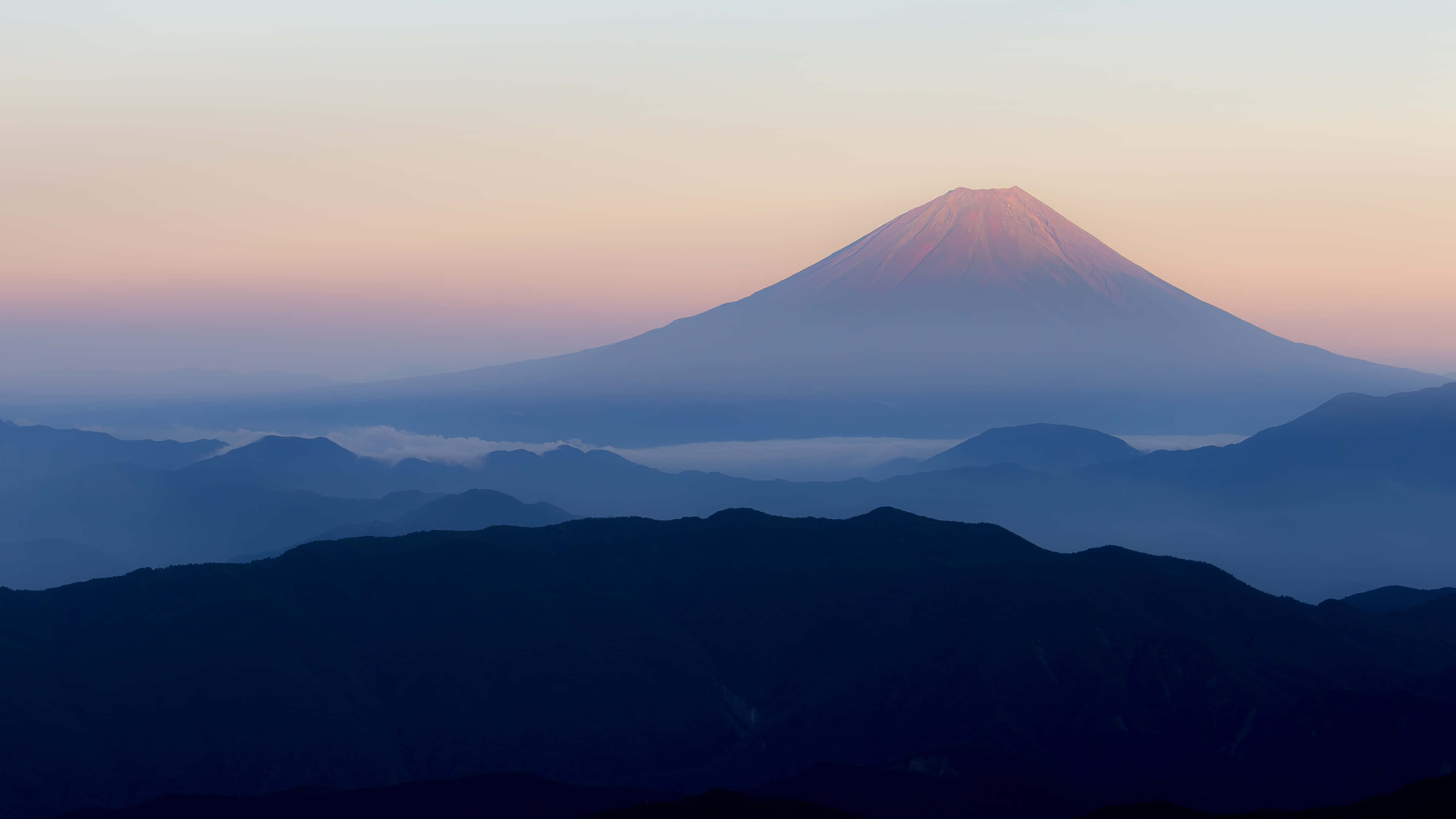 Fuji, foggy morning, dawn, 4K Desktop Wallpaper
