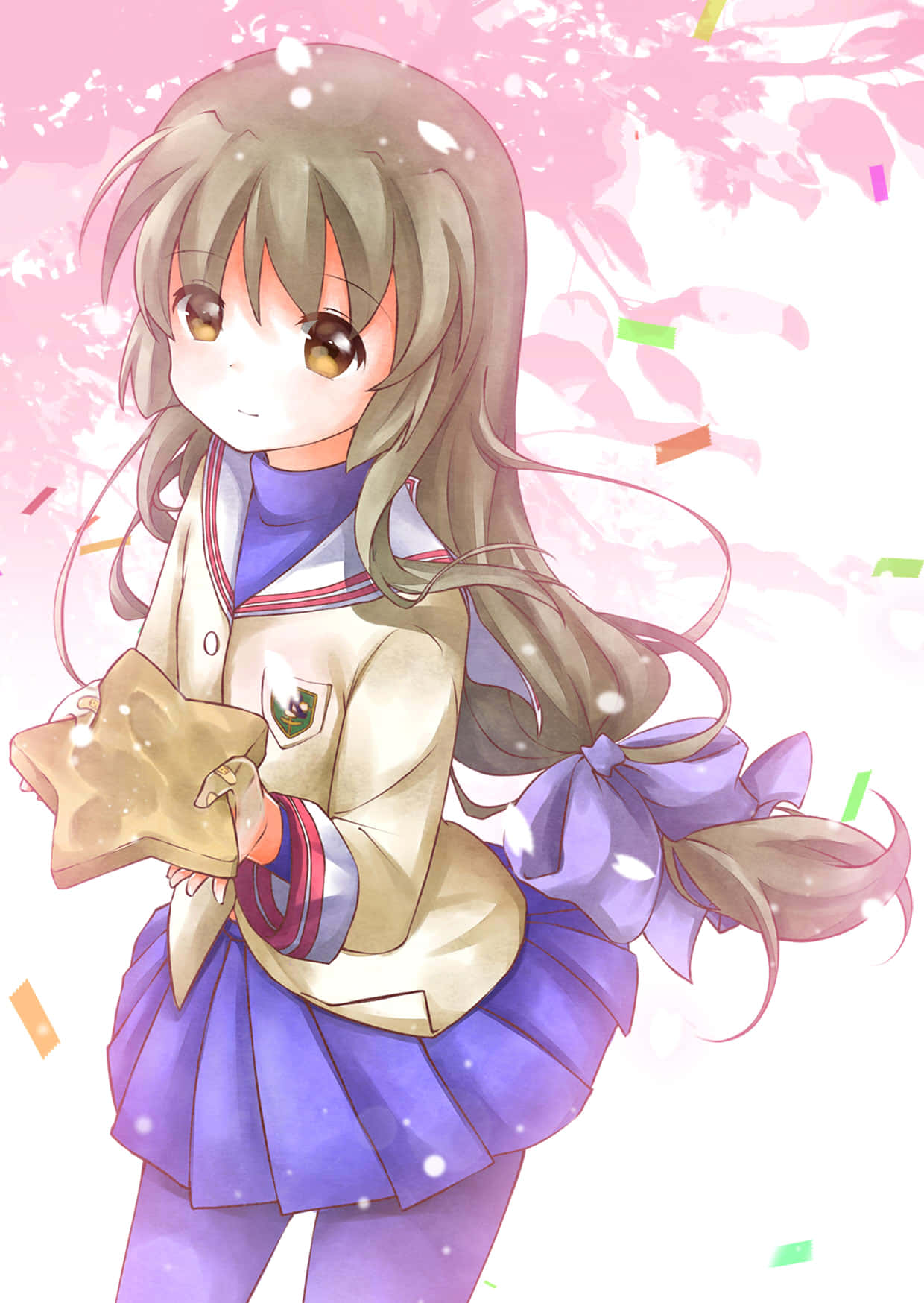 Fuko Ibuki, school uniform, star-shaped cookie, HD Phone Wallpaper