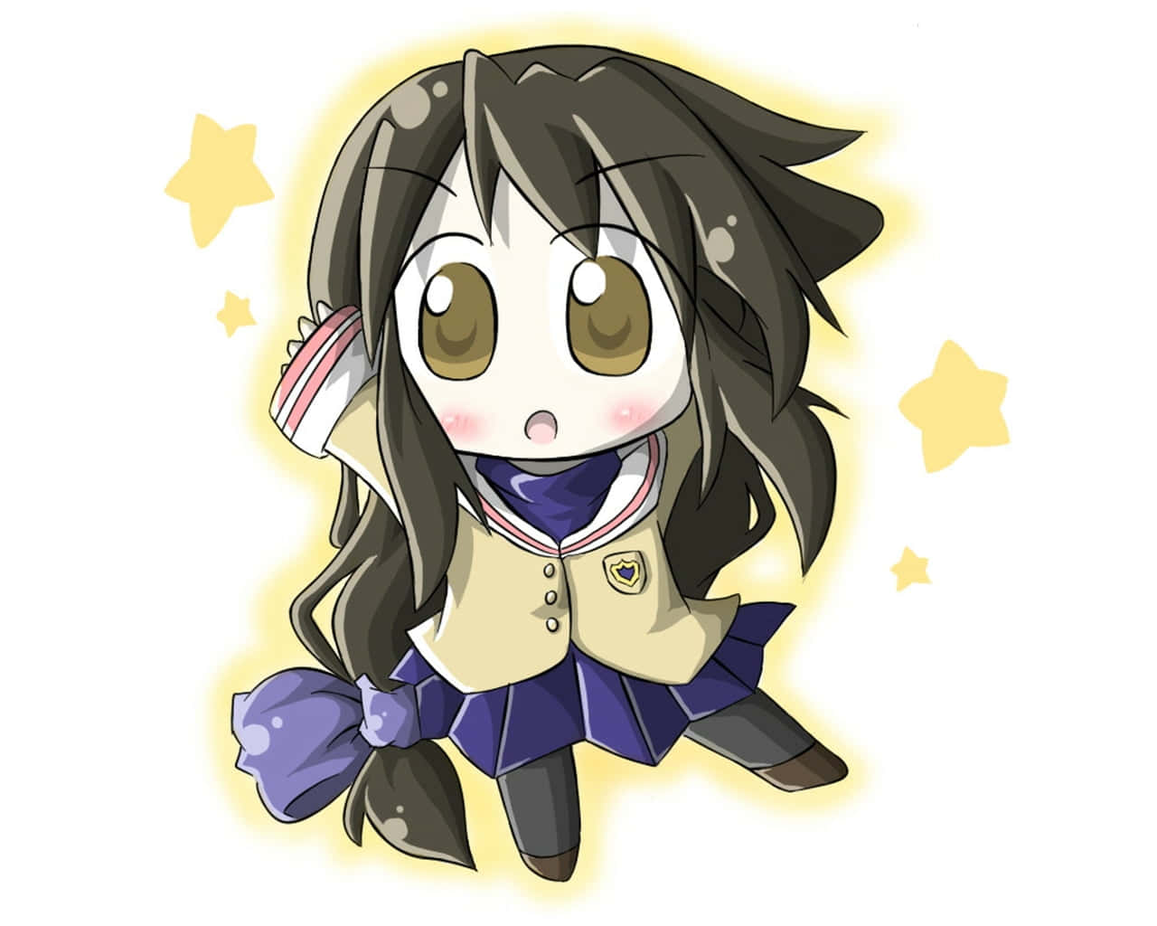 Fuko Ibuki, chibi anime girl, long dark hair, HD Desktop Wallpaper