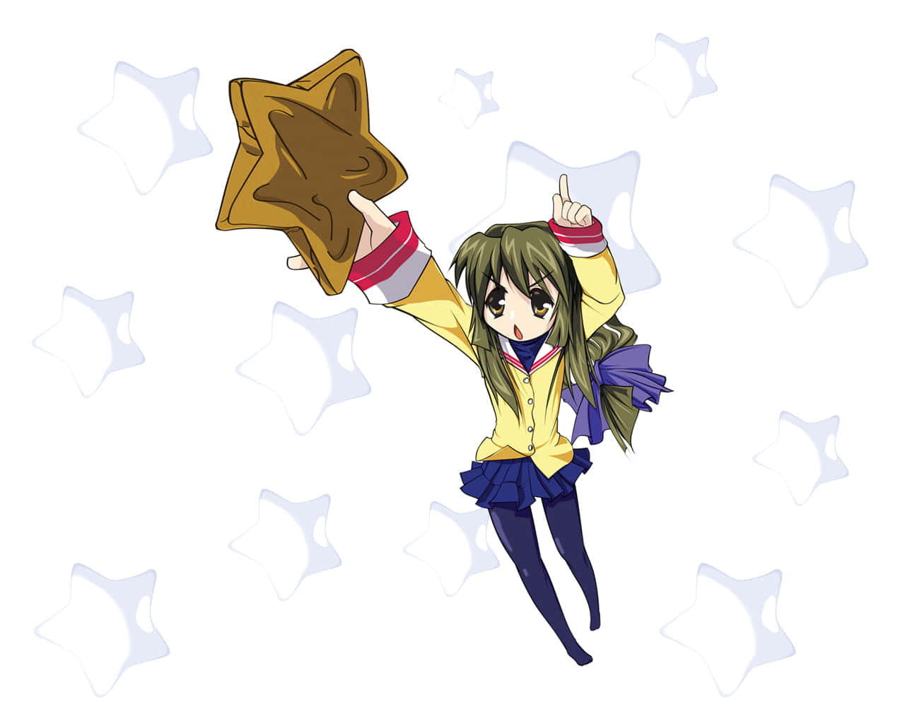 Fuko Ibuki, yellow jacket, star-shaped toast, HD Desktop Wallpaper
