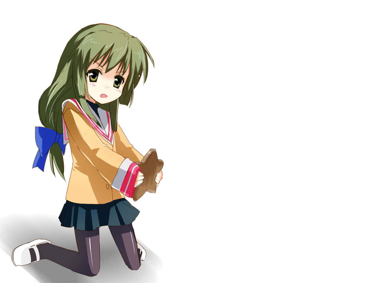 Fuko Ibuki, green-haired anime girl, school uniform, HD Desktop Wallpaper
